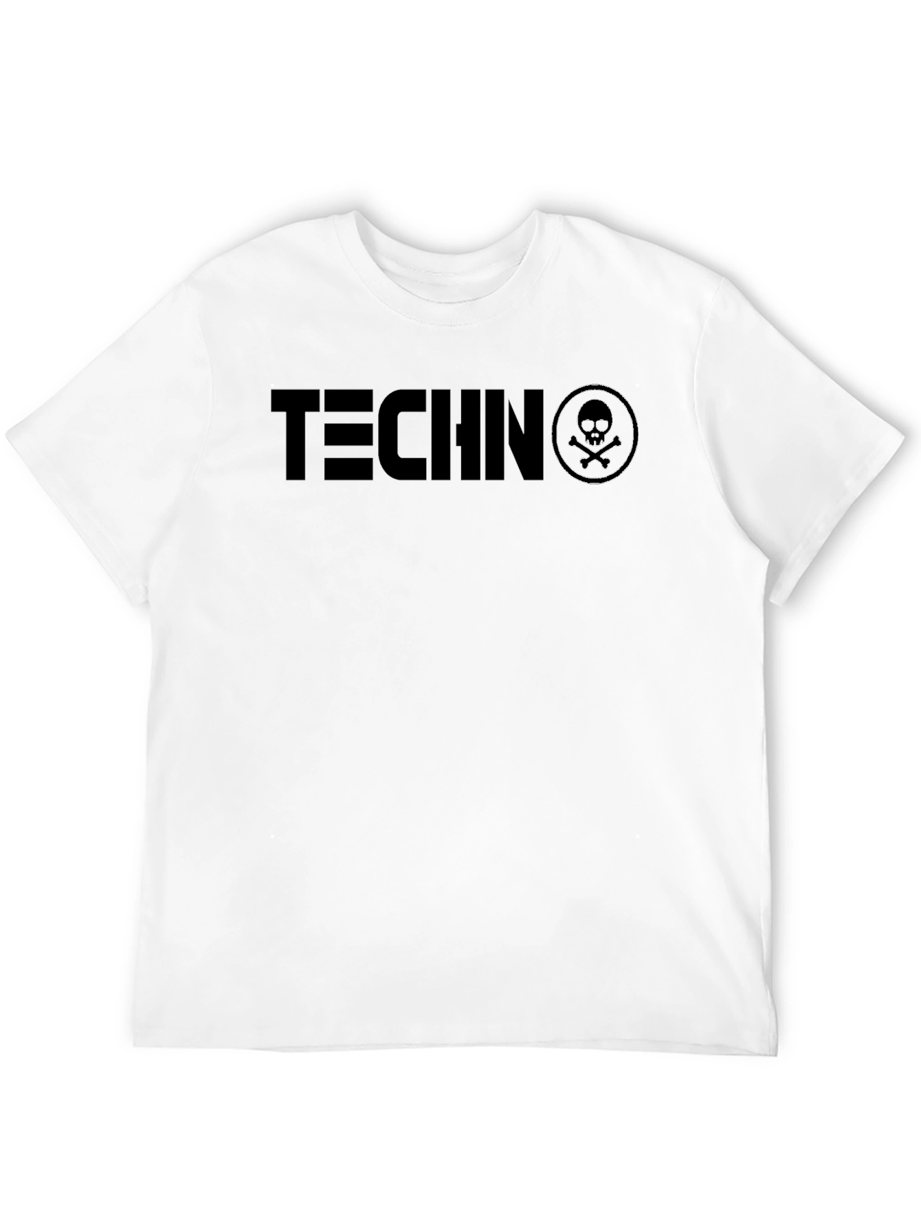 Techno Skull Graphic Tee - Black Crew Neck T-Shirt
