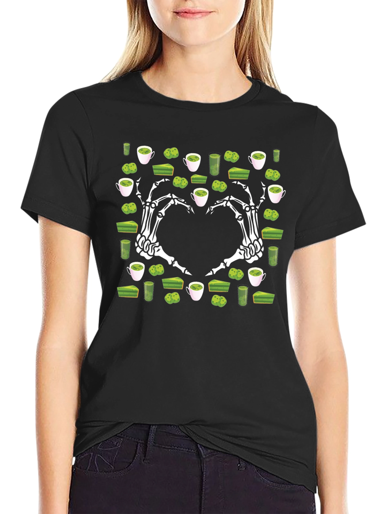 Matcha Lover T-Shirt Skeleton Hand Heart