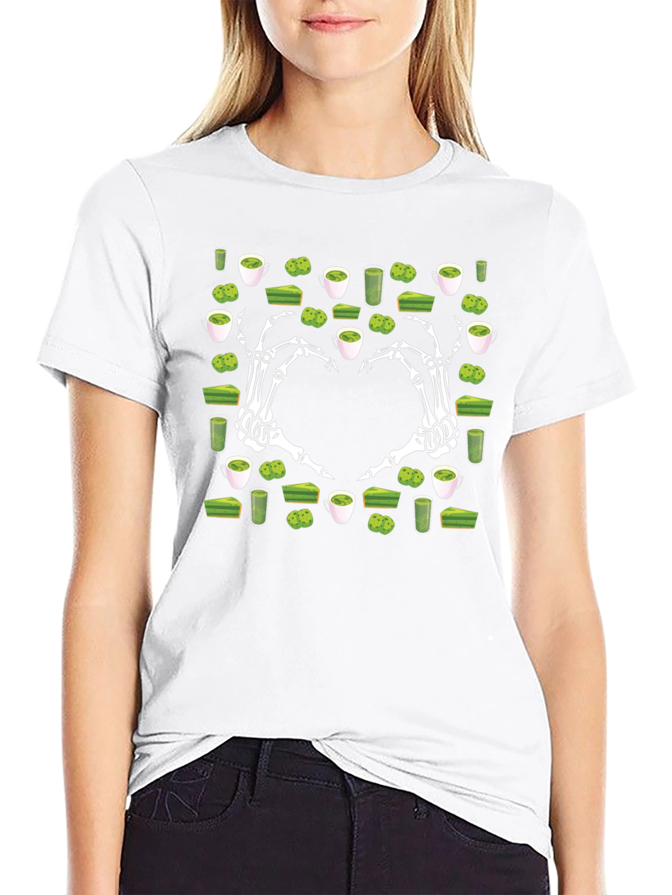 Matcha Lover T-Shirt Skeleton Hand Heart