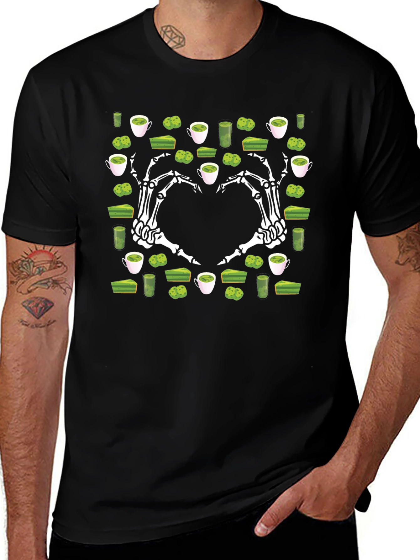 Matcha Lover T-Shirt Skeleton Hand Heart