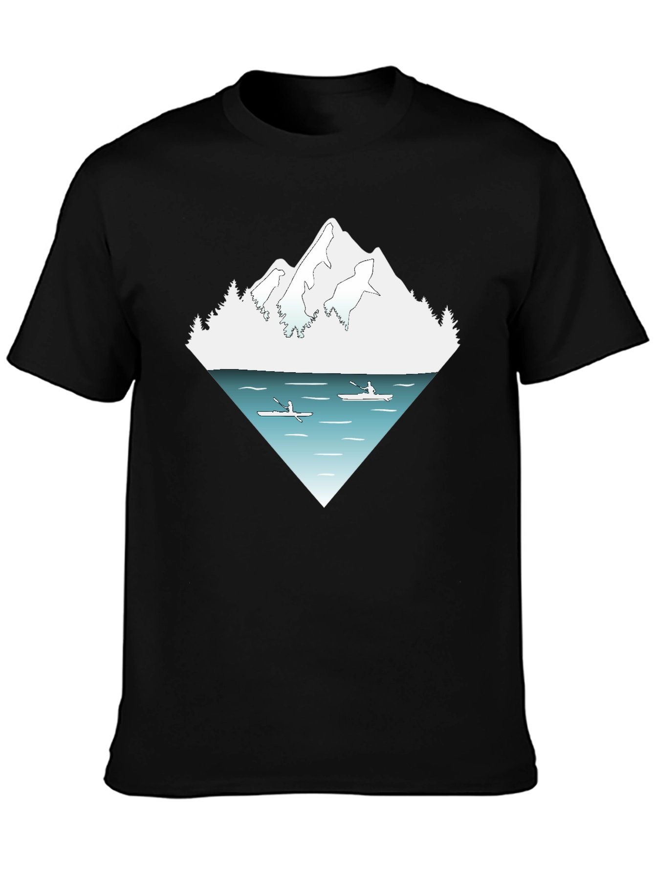Mountain Lake Kayak Graphic Tee - Nature Adventure Shirt