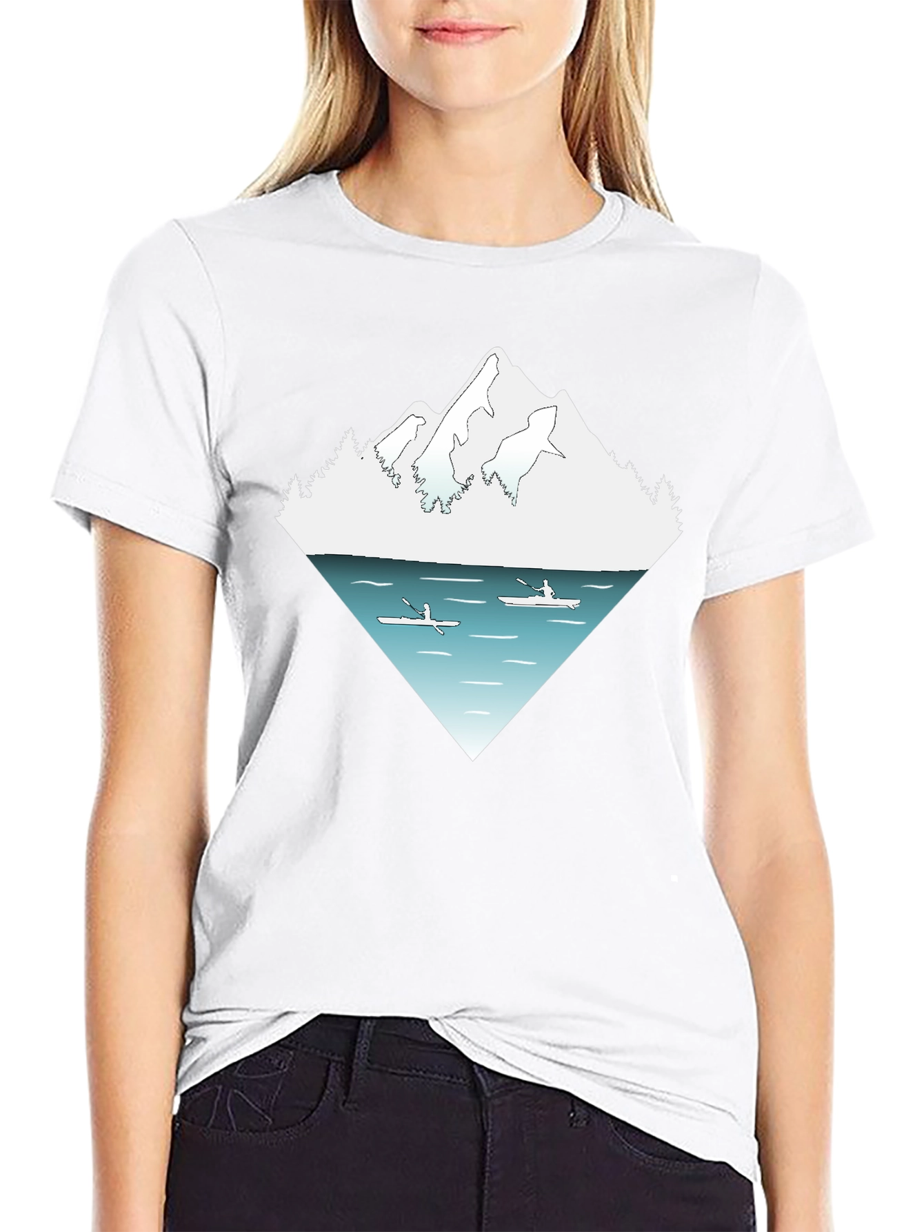 Mountain Lake Kayak Graphic Tee - Nature Adventure Shirt