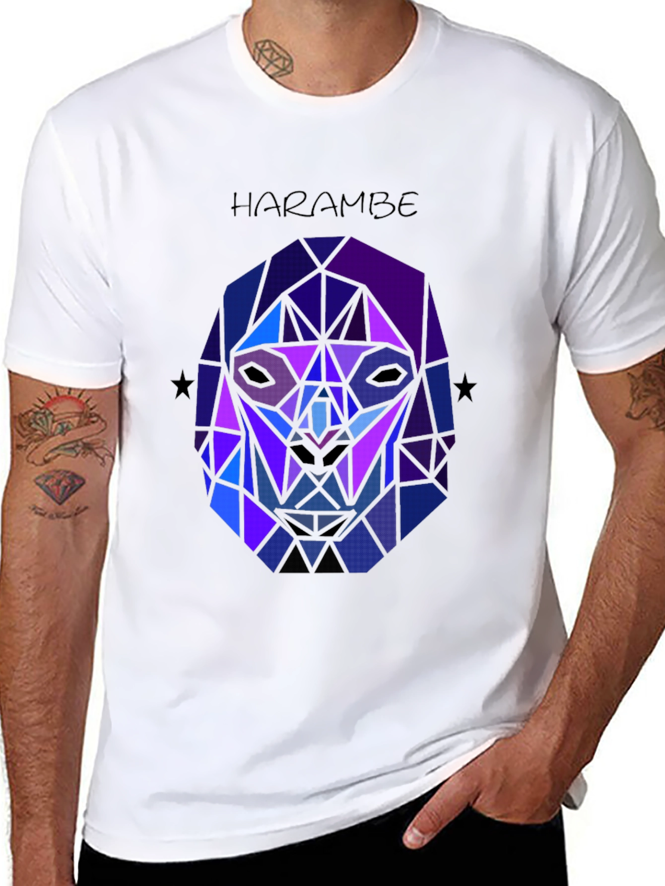 Harambe Graphic Tee - Geometric Gorilla Design