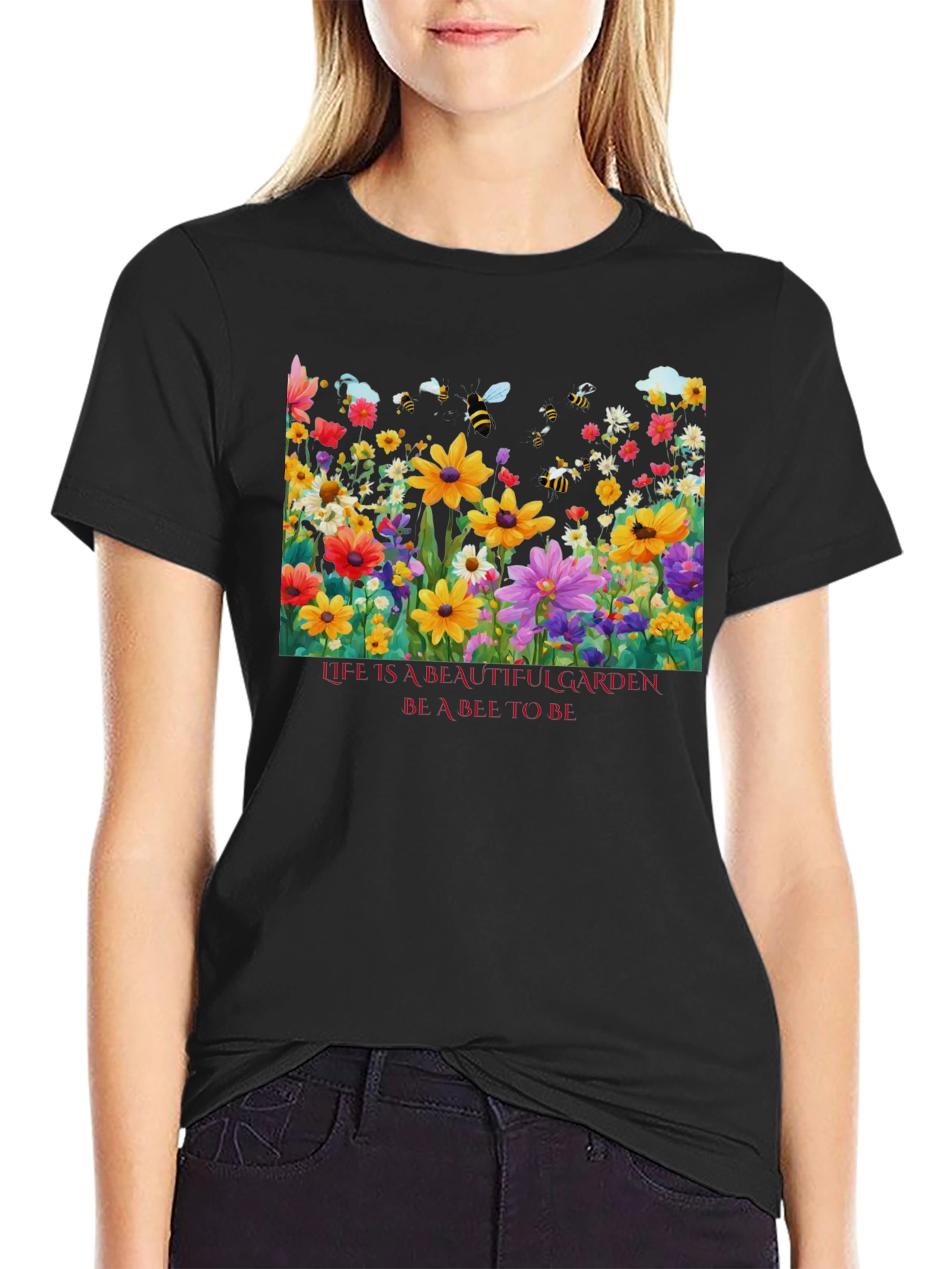 Floral Garden Bee Graphic Tee