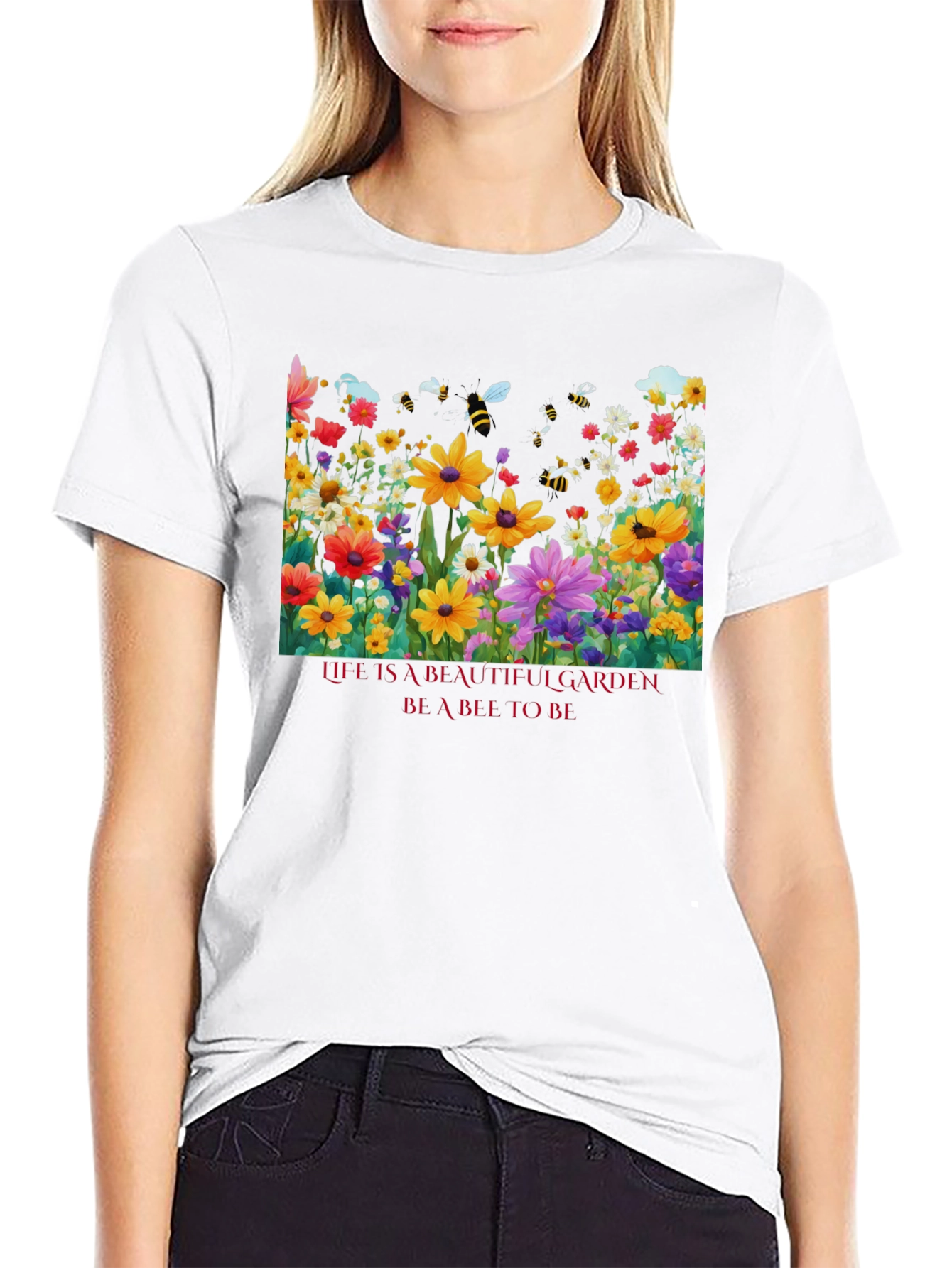 Floral Garden Bee Graphic Tee