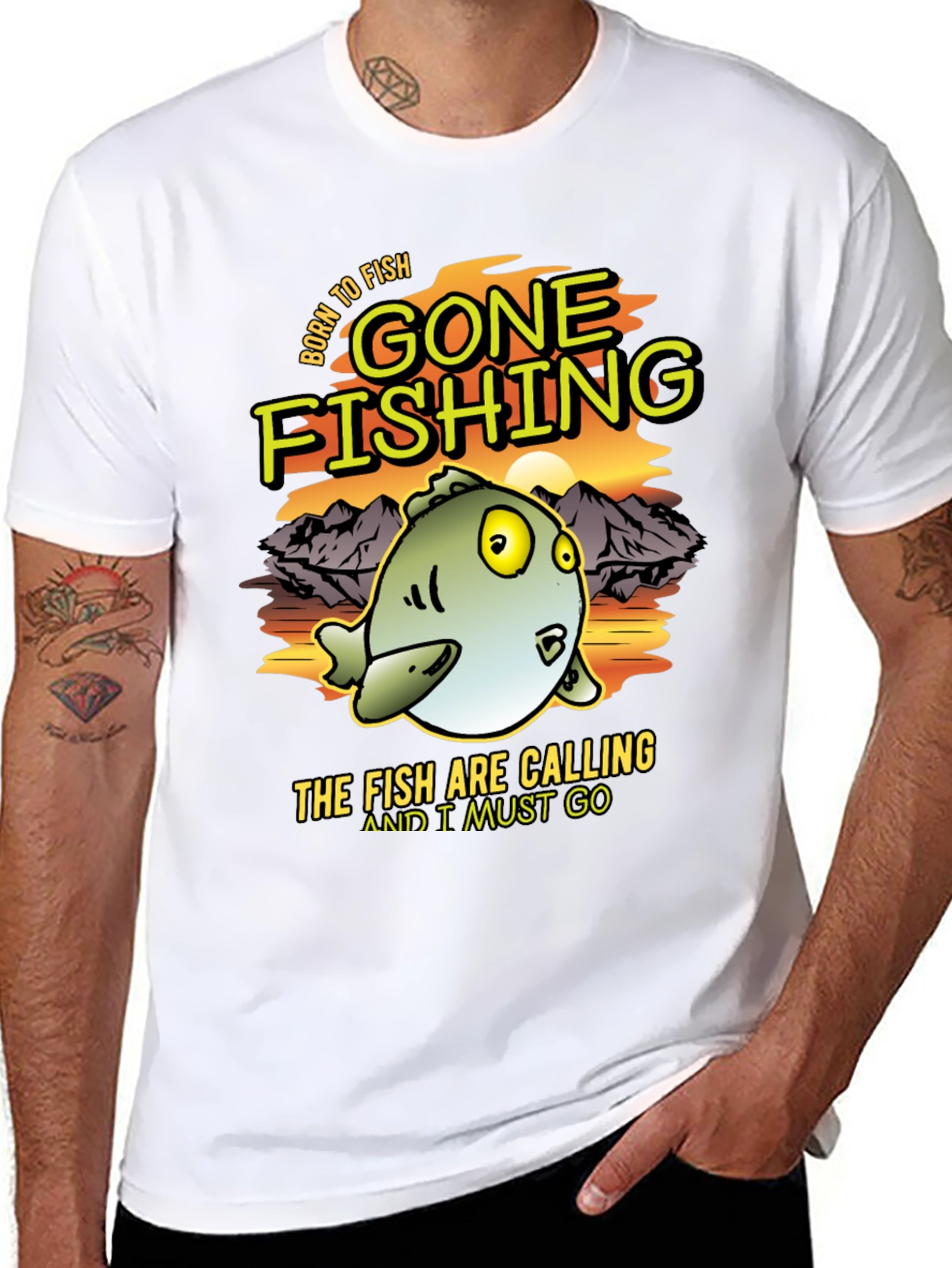 Gone Fishing Mens Graphic Tee