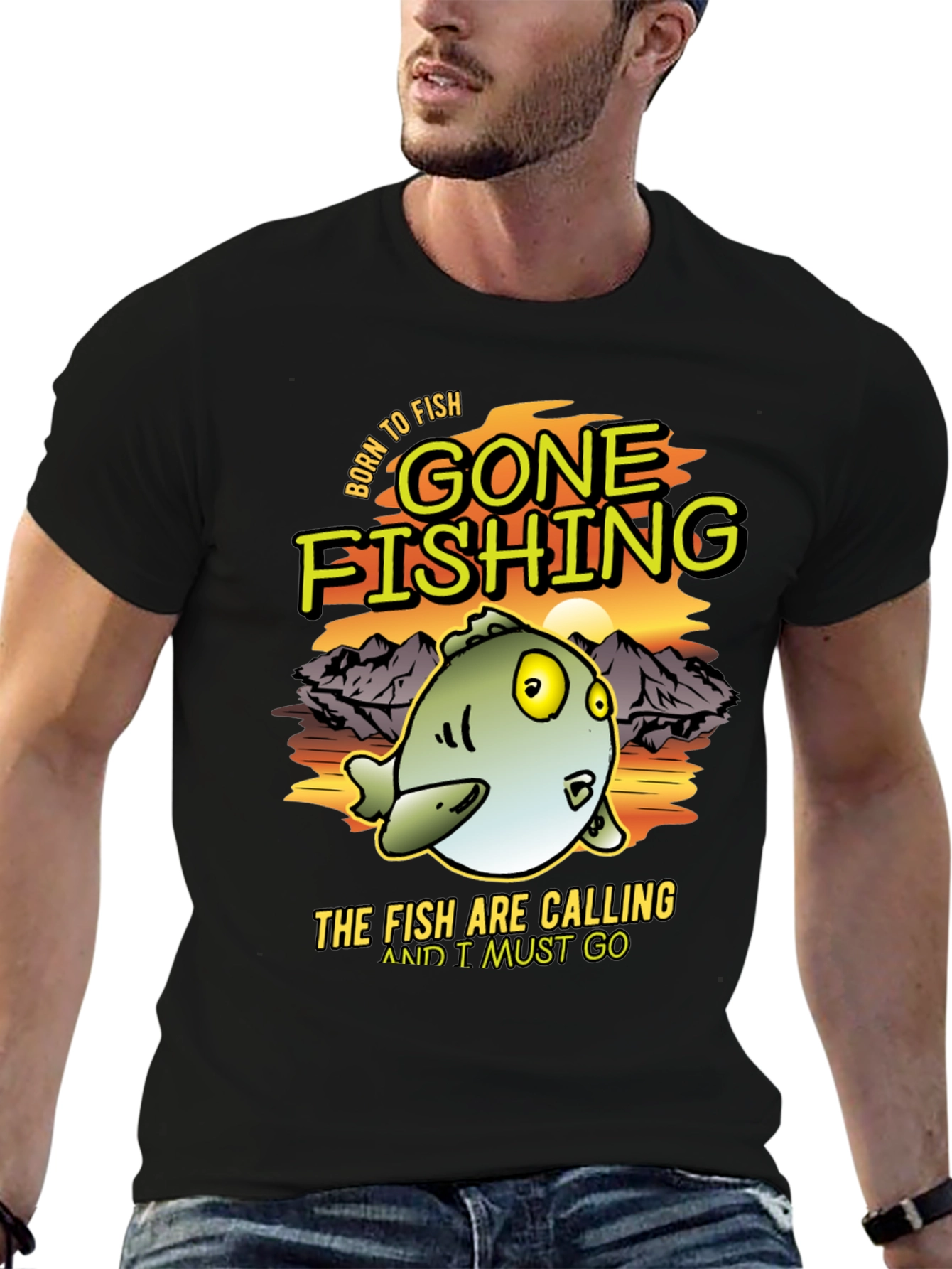 Gone Fishing Mens Graphic Tee
