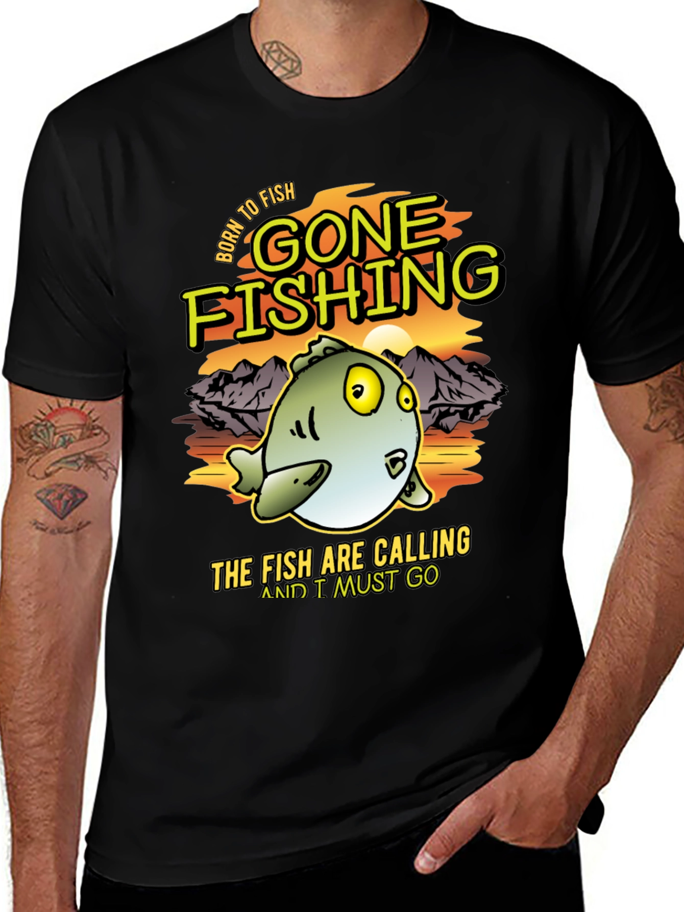 Gone Fishing Mens Graphic Tee