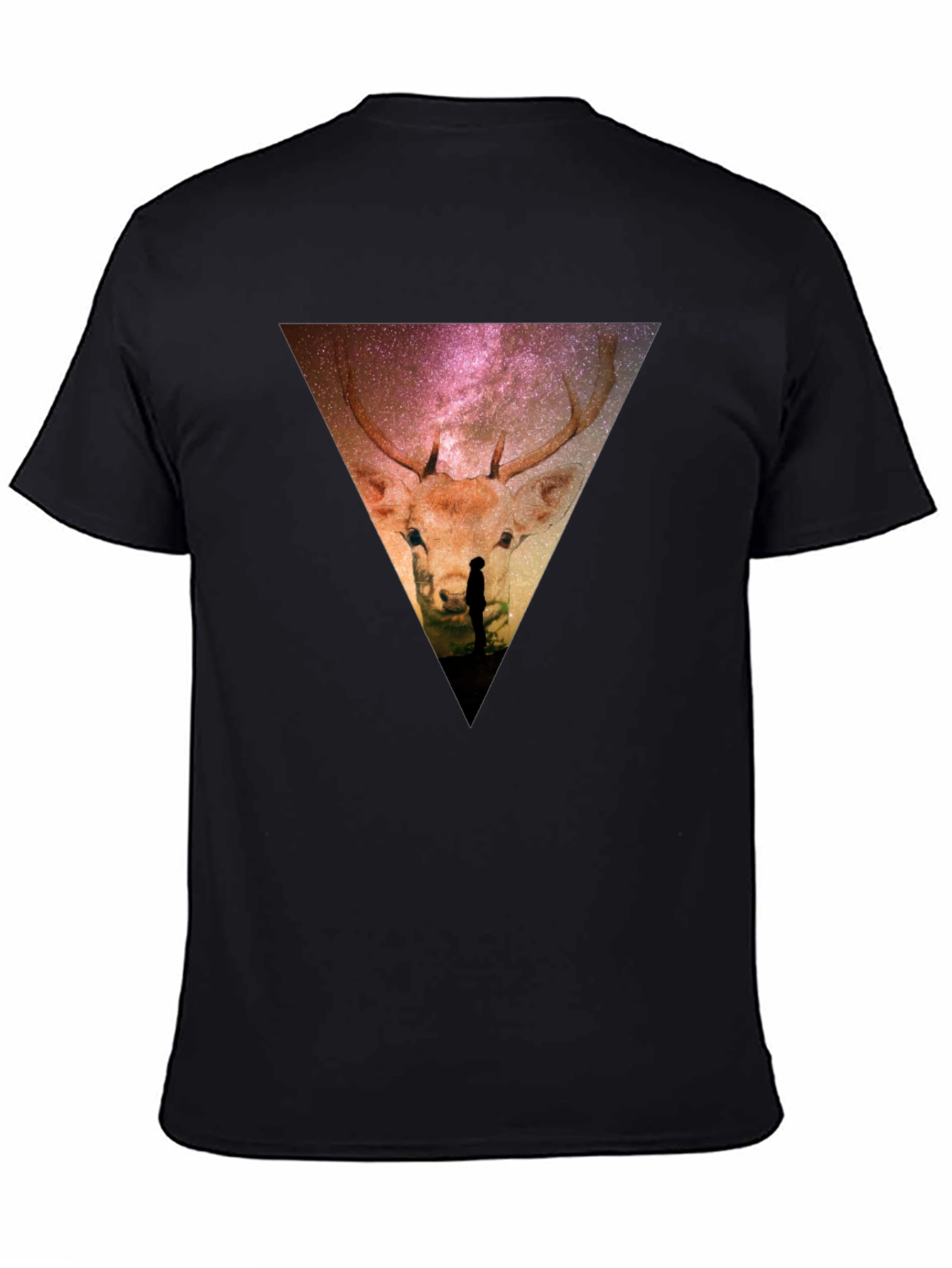 Cosmic Deer Graphic Tee - Black Casual Shirt