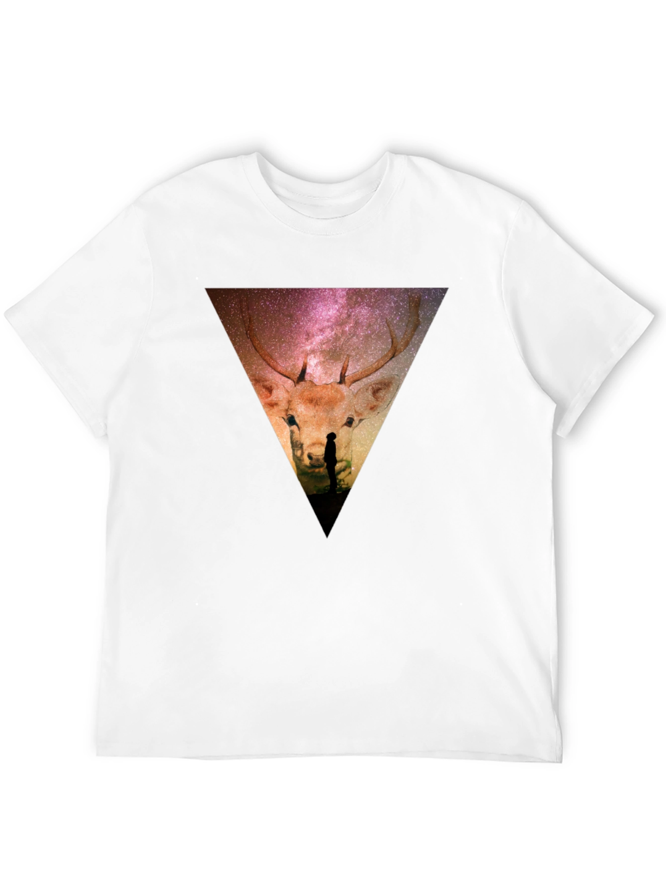 Cosmic Deer Graphic Tee - Black Casual Shirt