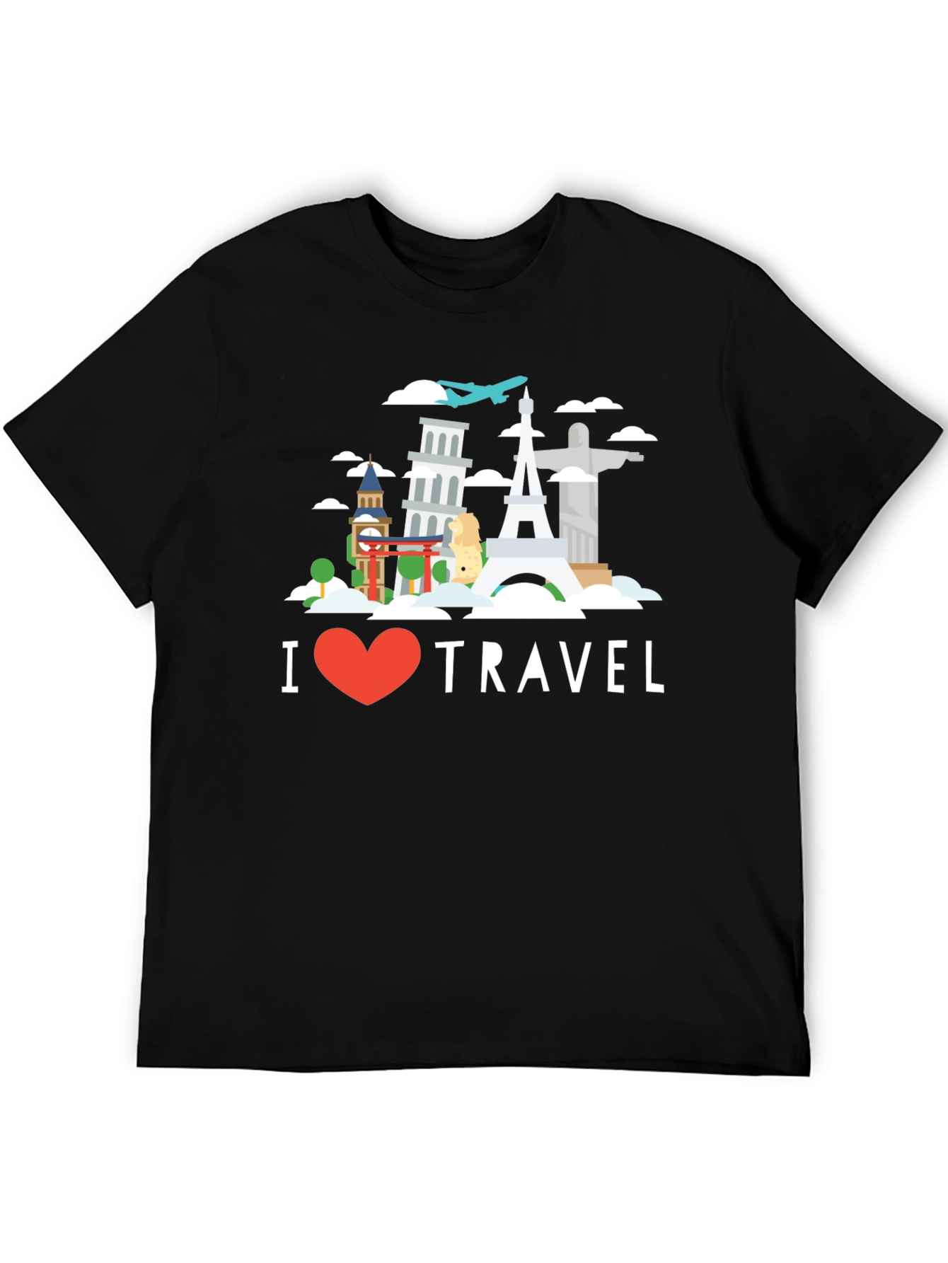 I Heart Travel Black Graphic T-Shirt