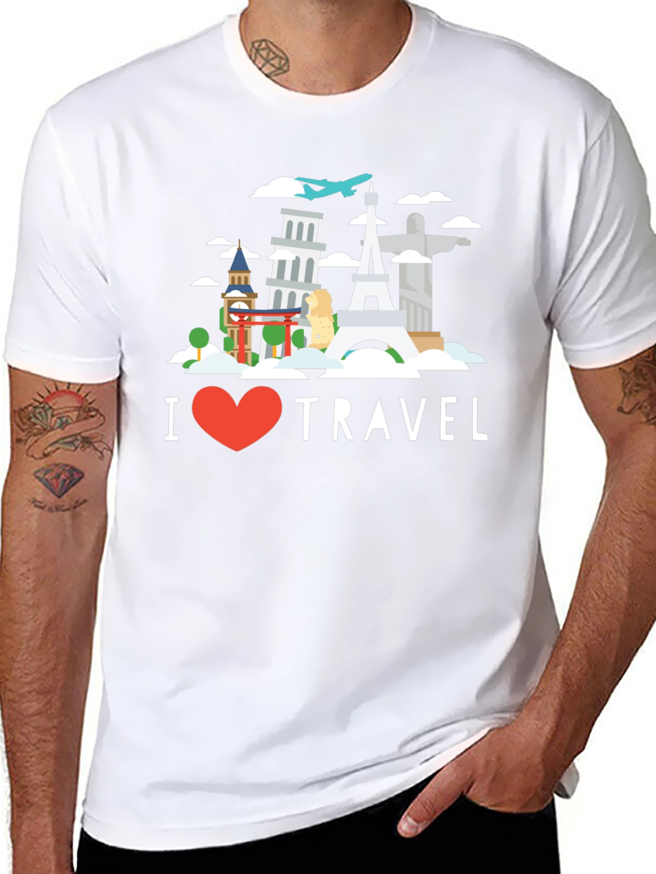 I Heart Travel Black Graphic T-Shirt