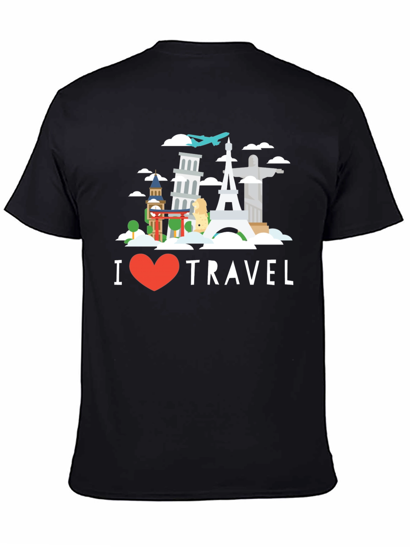 I Heart Travel Black Graphic T-Shirt