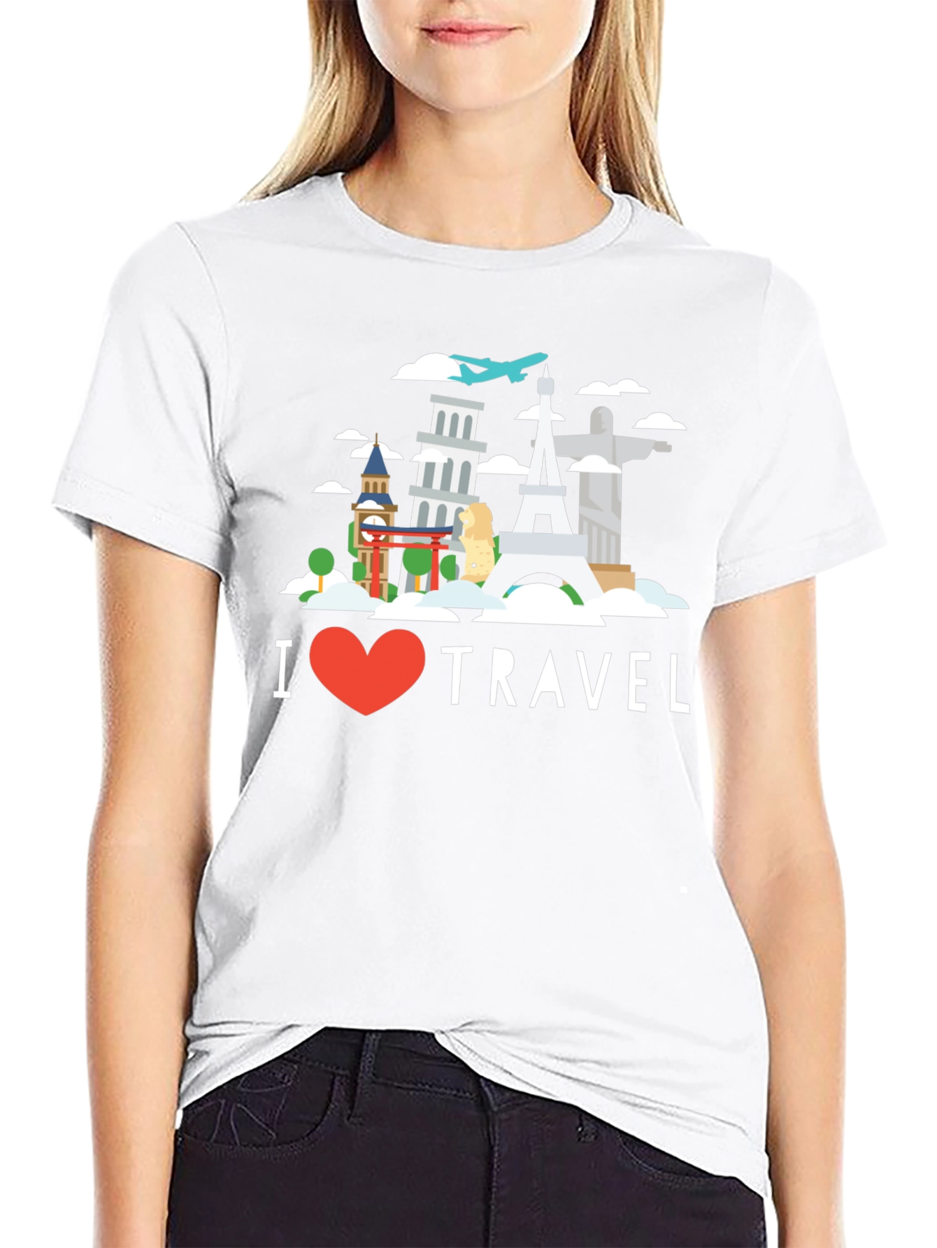 I Heart Travel Black Graphic T-Shirt