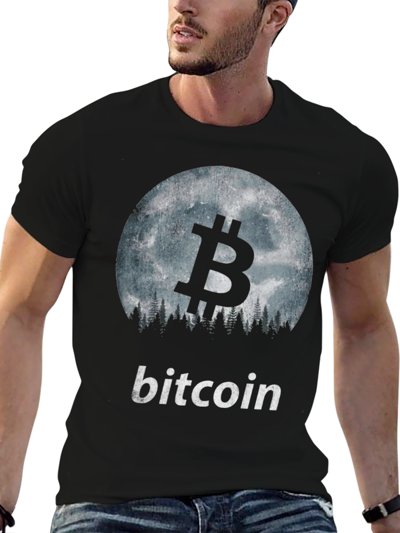 Bitcoin Moon Forest Graphic T-Shirt