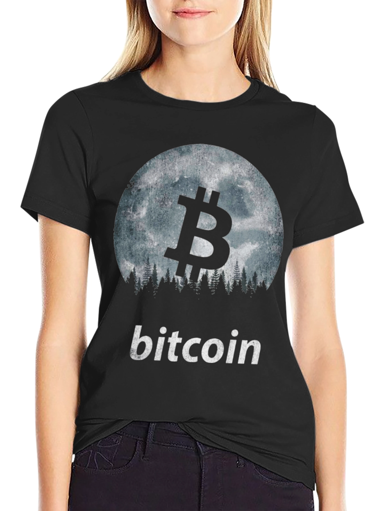 Bitcoin Moon Forest Graphic T-Shirt