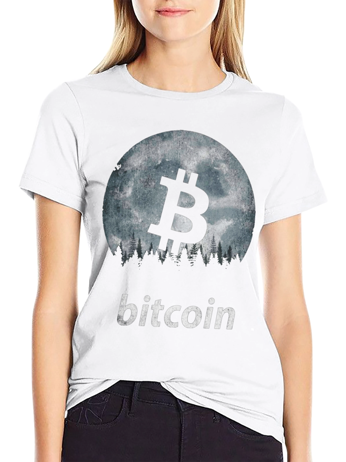 Bitcoin Moon Forest Graphic T-Shirt
