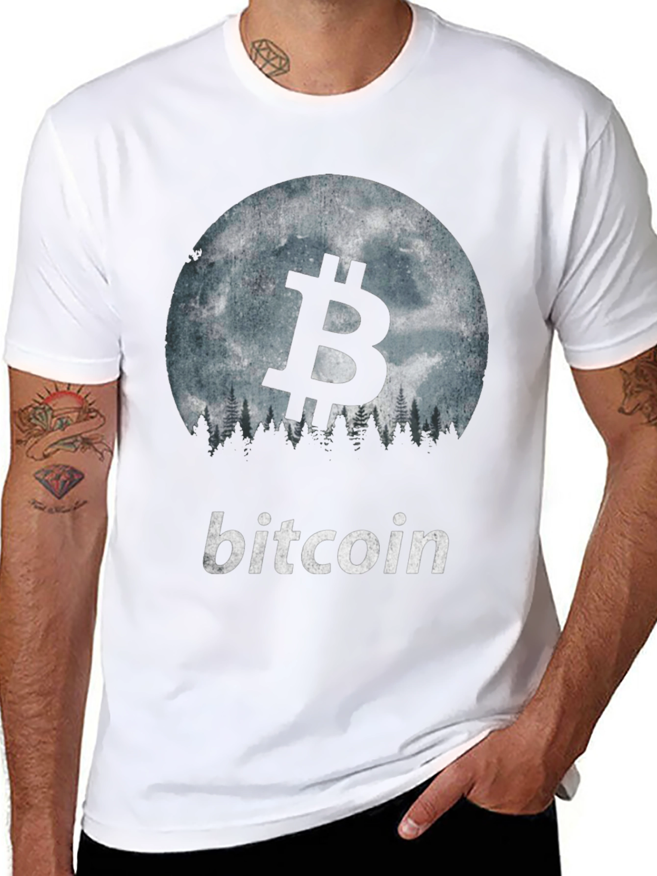 Bitcoin Moon Forest Graphic T-Shirt
