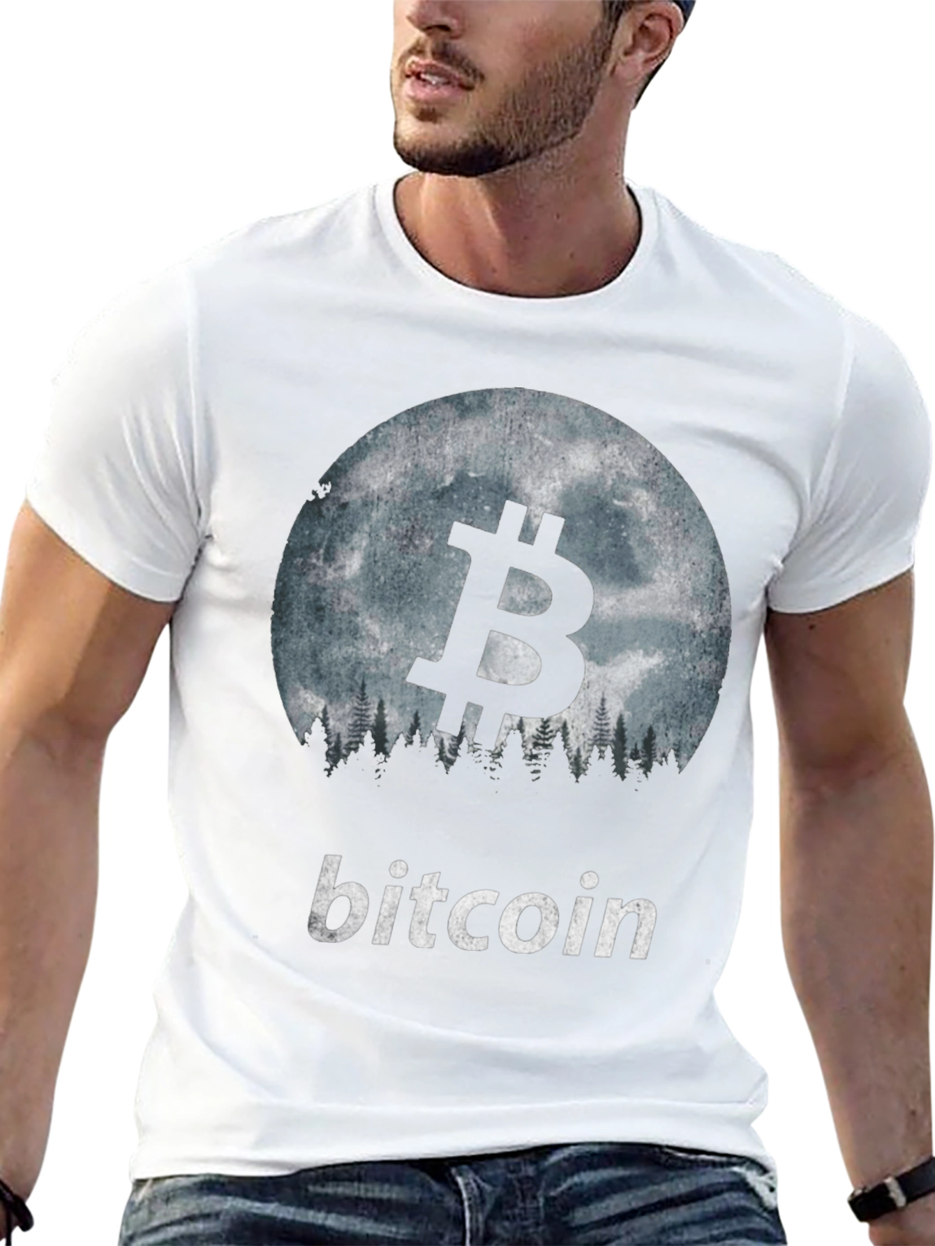 Bitcoin Moon Forest Graphic T-Shirt