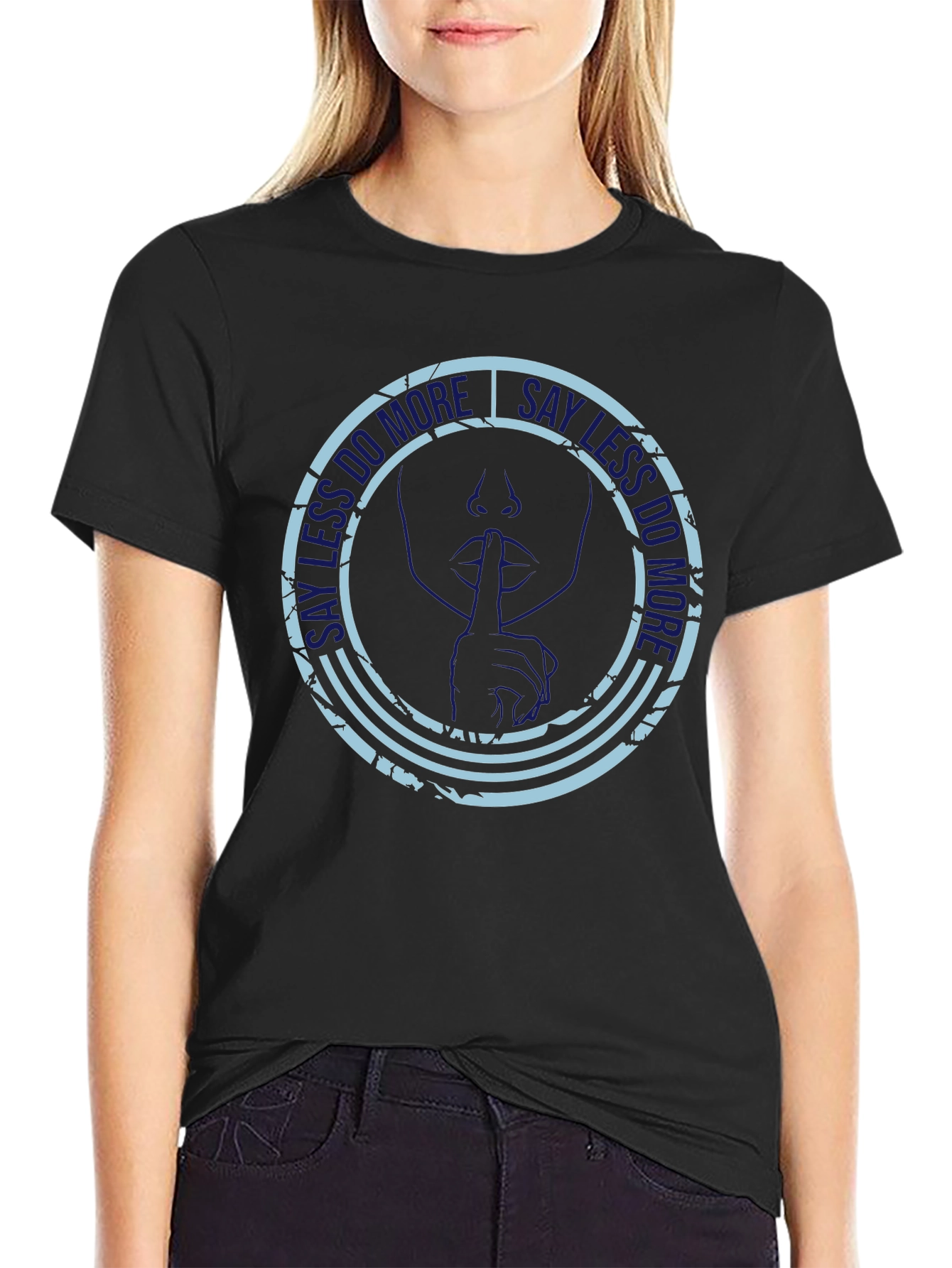 Say Less Do More Black Graphic T-Shirt