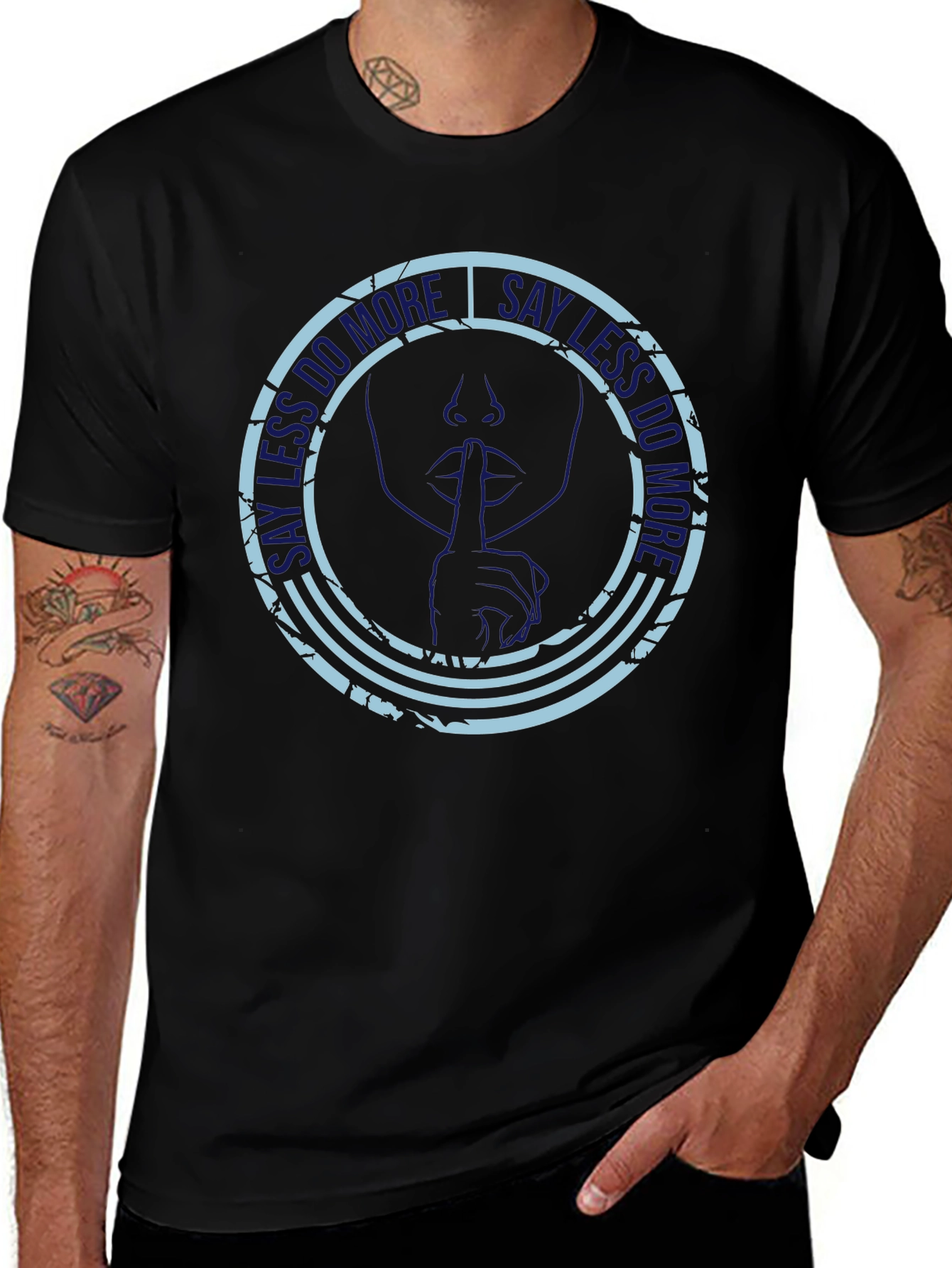 Say Less Do More Black Graphic T-Shirt