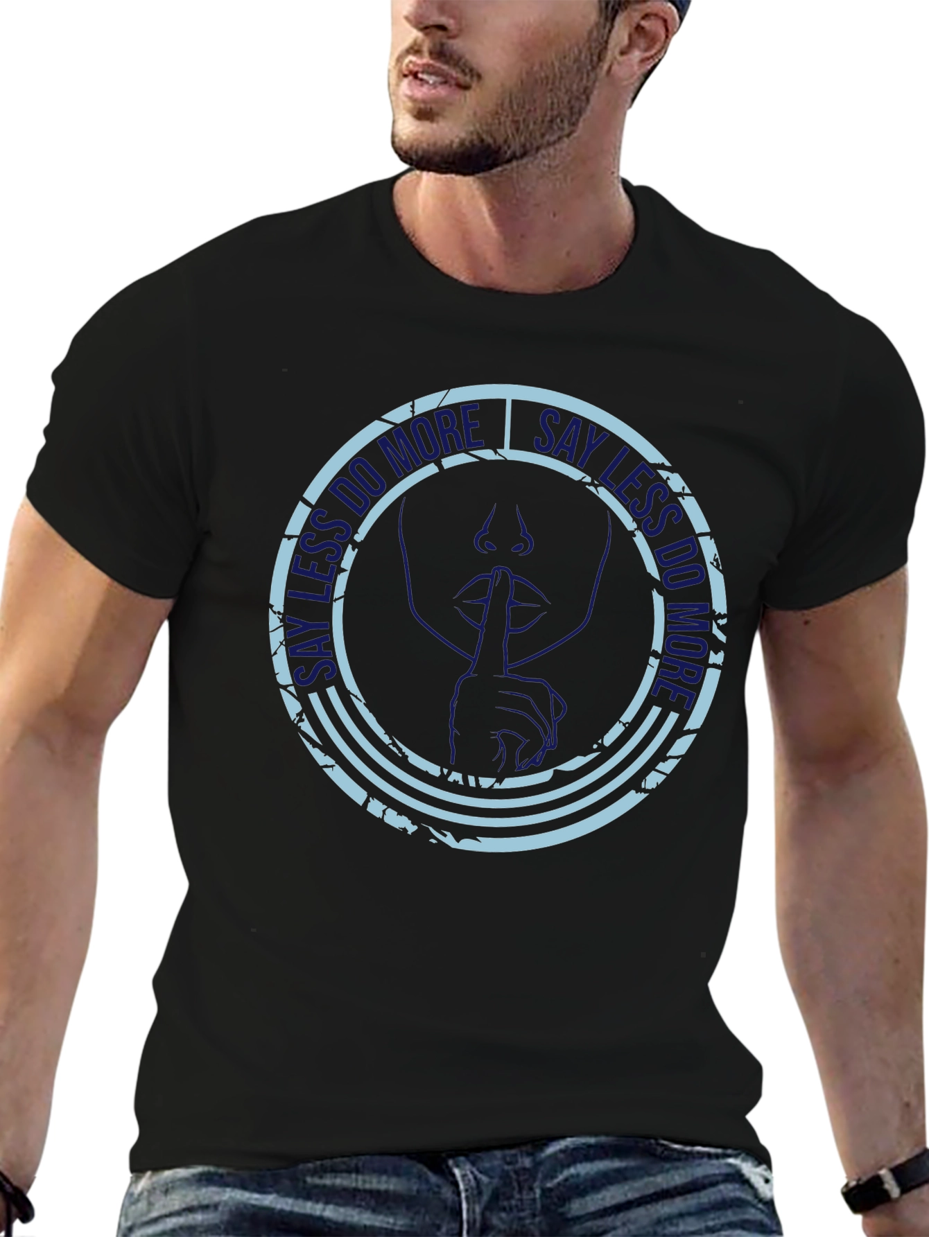 Say Less Do More Black Graphic T-Shirt