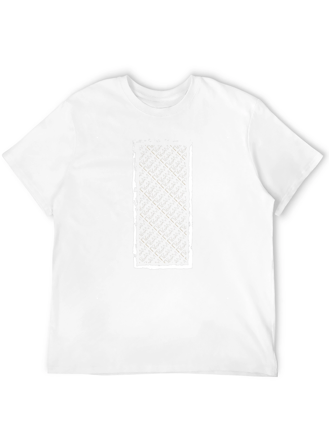Mens Black T-Shirt with Distressed Geometric Design