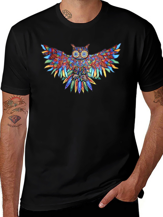 Colorful Owl Graphic Tee - Unique Design