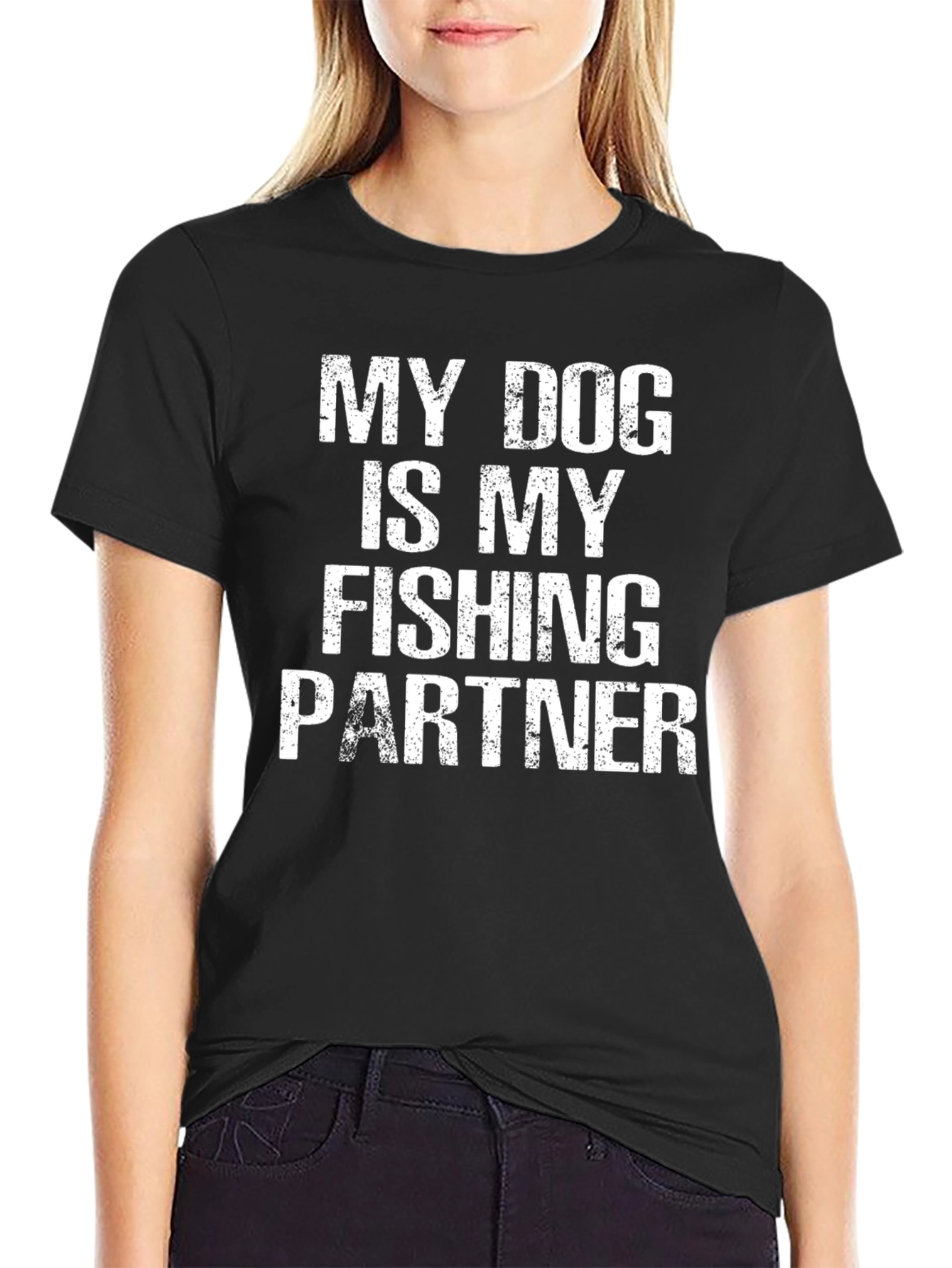 My Dog is My Fishing Partner Black T-Shirt