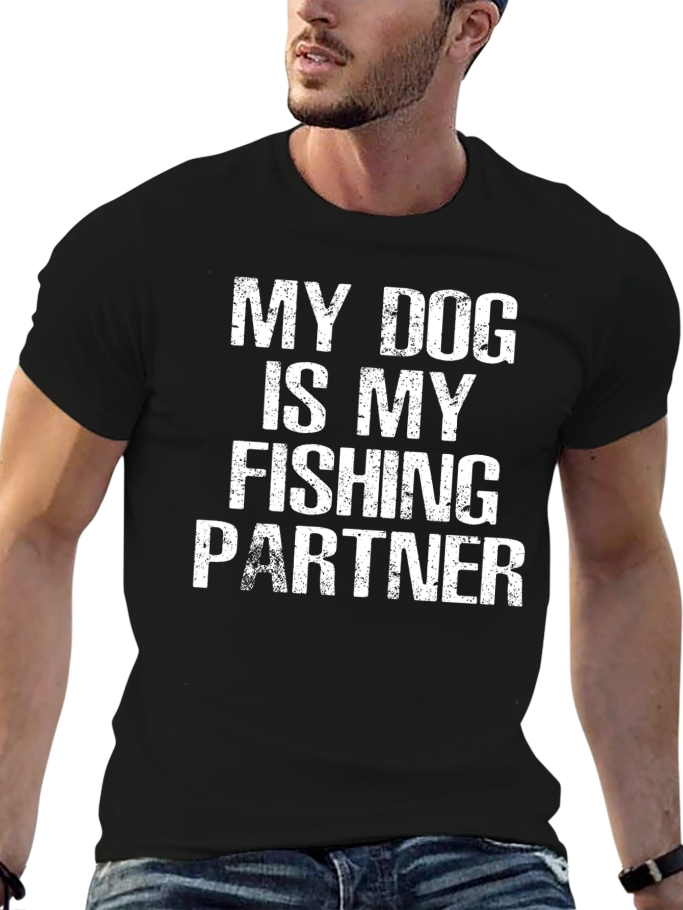 My Dog is My Fishing Partner Black T-Shirt