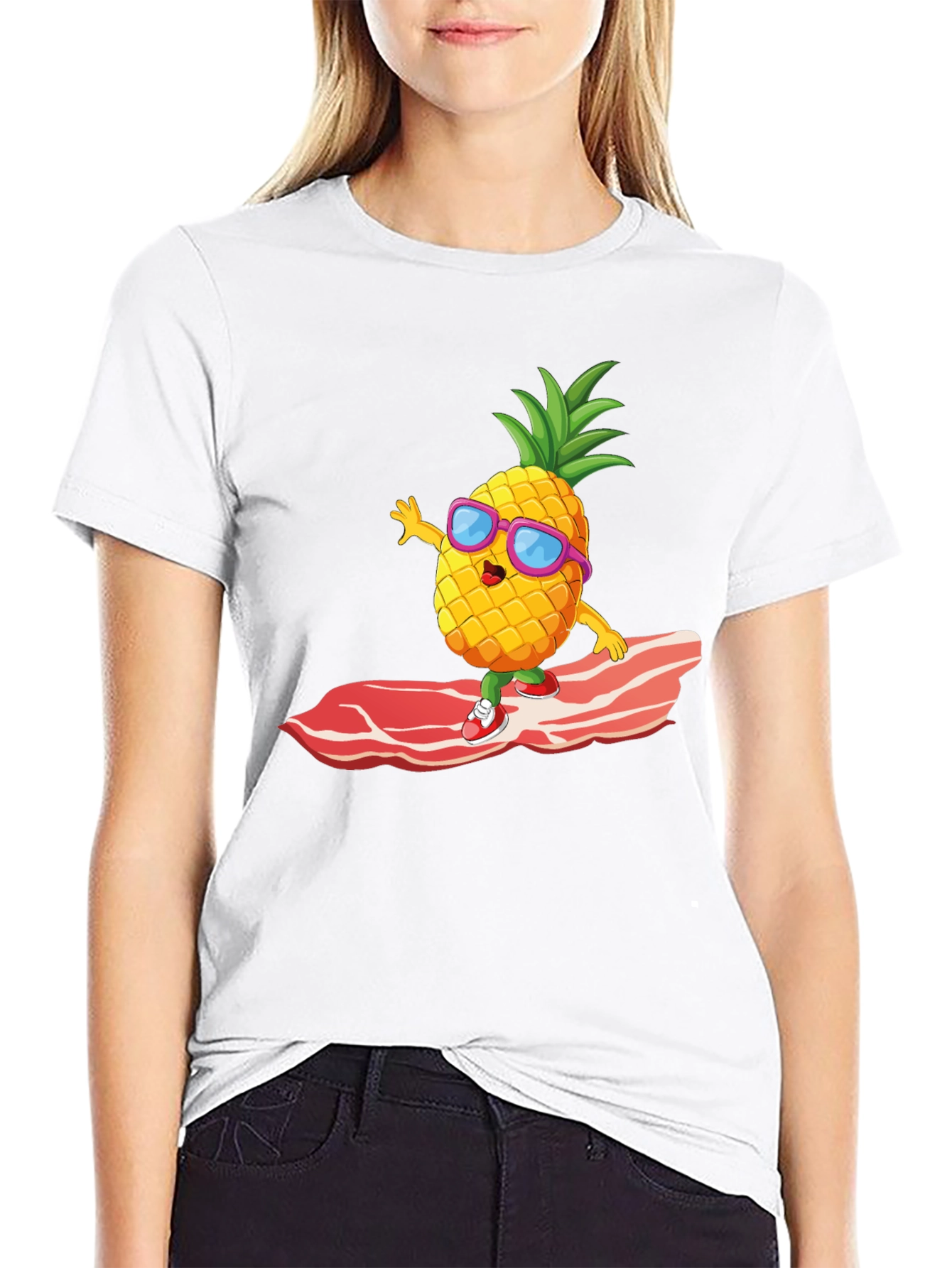 Pineapple Surfing Bacon Funny T-Shirt