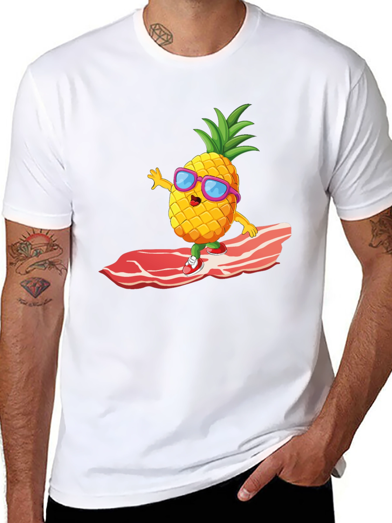 Pineapple Surfing Bacon Funny T-Shirt