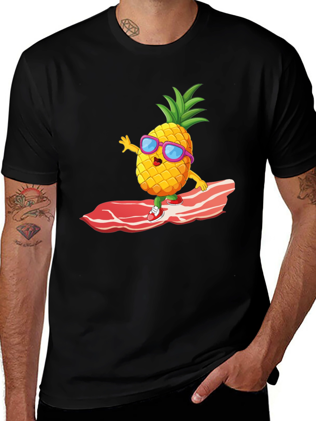 Pineapple Surfing Bacon Funny T-Shirt
