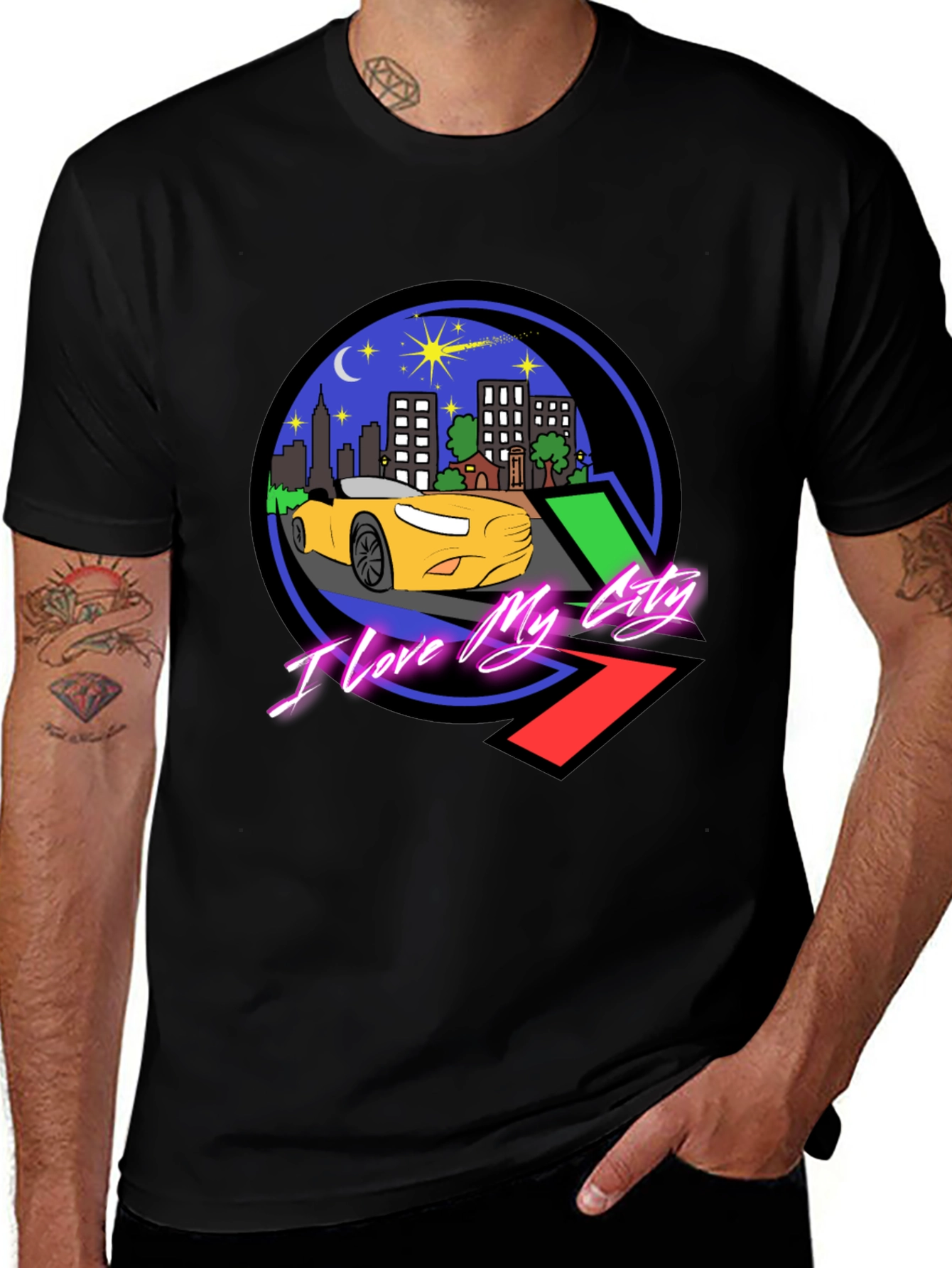 I Love My City T-Shirt - Nightscape Car Design