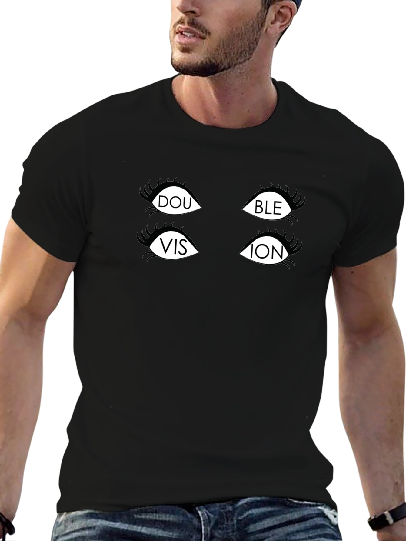 Double Vision Graphic T-Shirt - Black Cotton Tee
