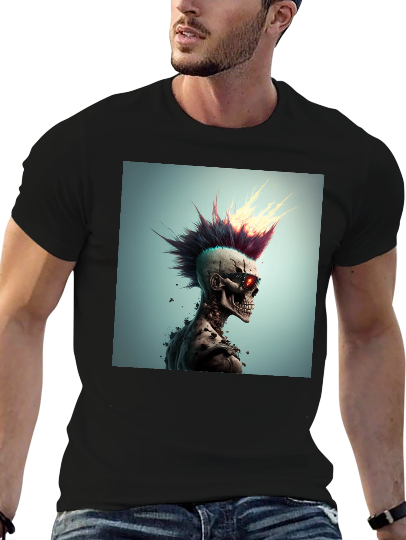 Punk Skull Graphic Tee - Edgy Style