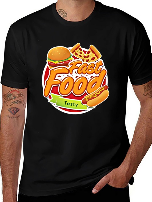 Fast Food Graphic Tee - Tasty Burger Pizza Hotdog!