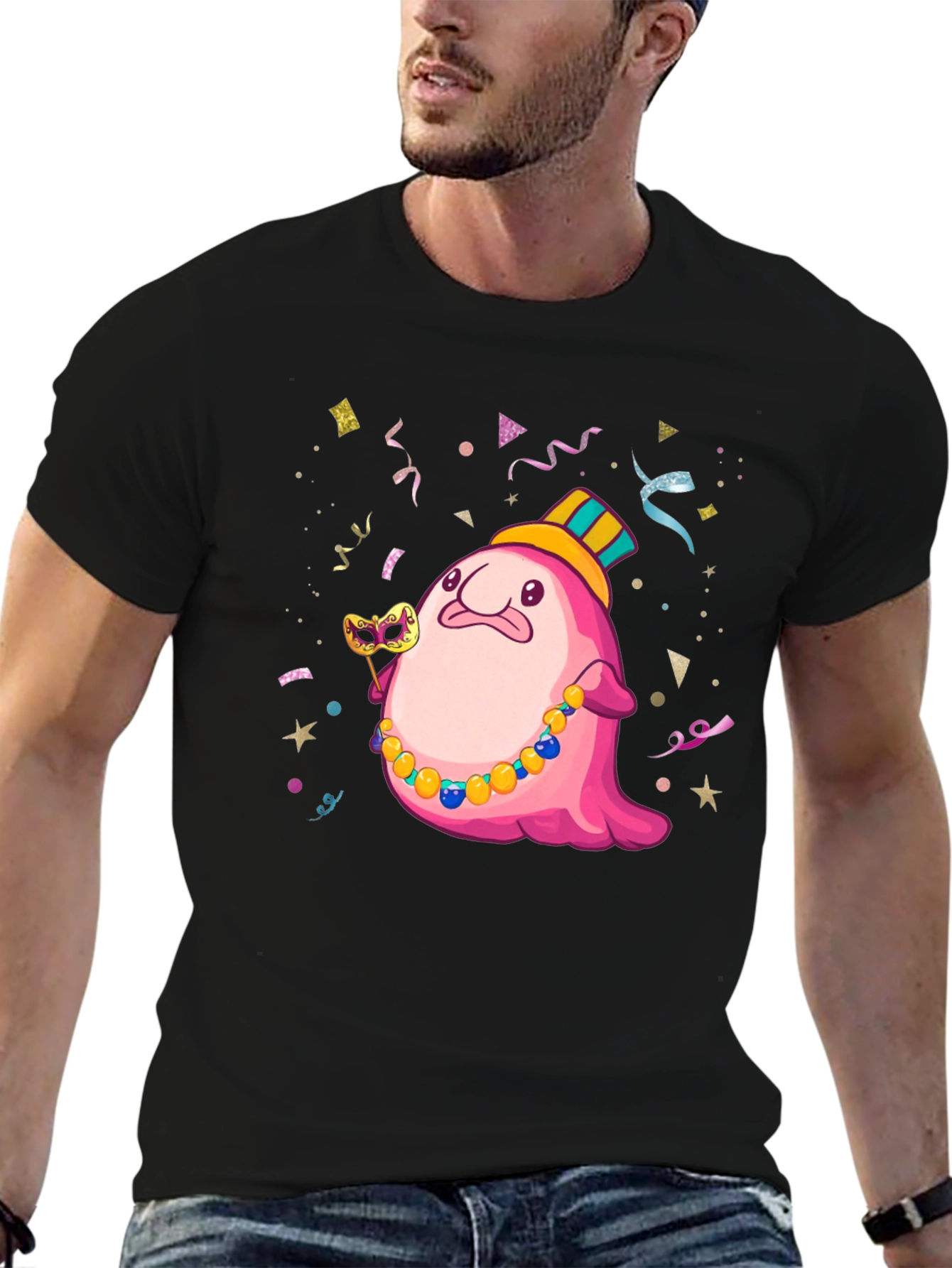 Funny Blobfish Mardi Gras Party T-Shirt
