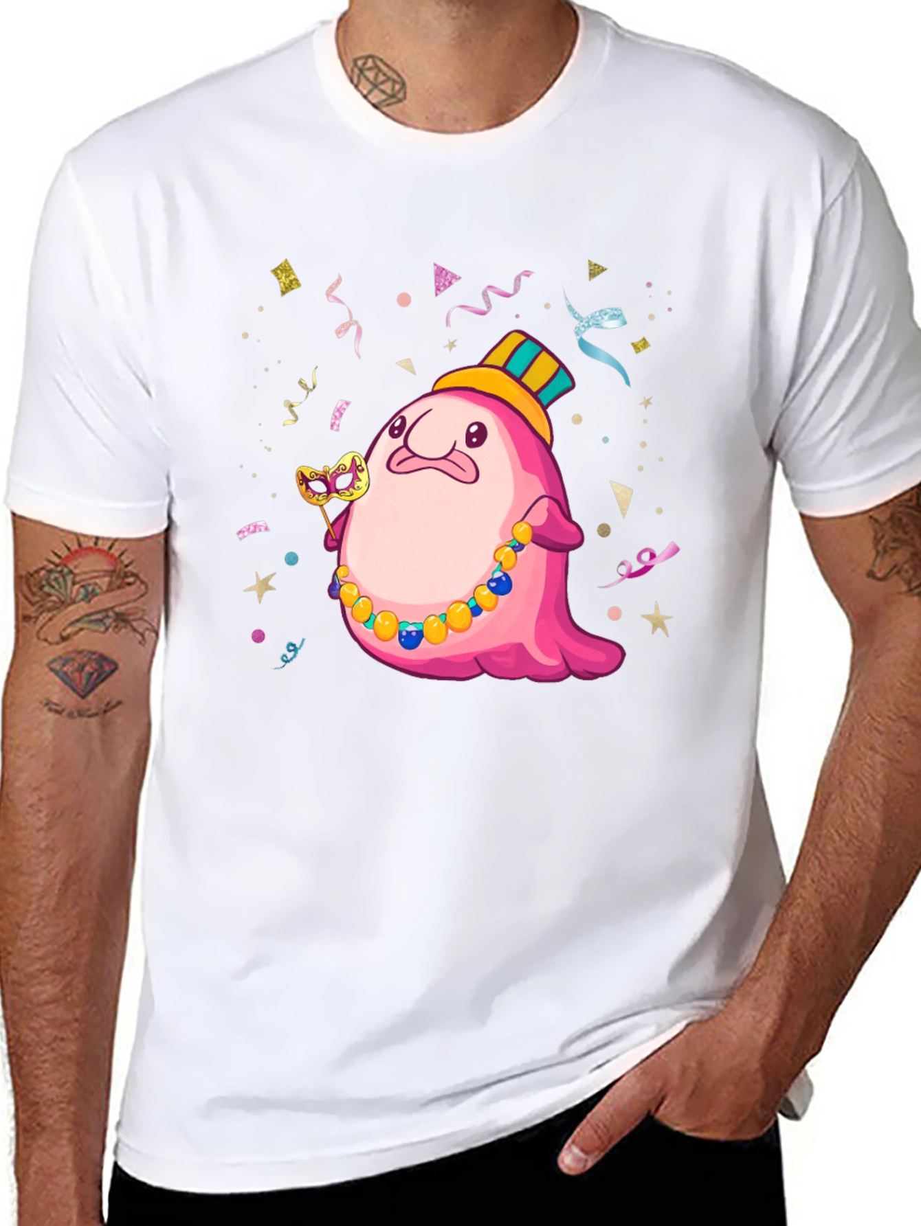 Funny Blobfish Mardi Gras Party T-Shirt