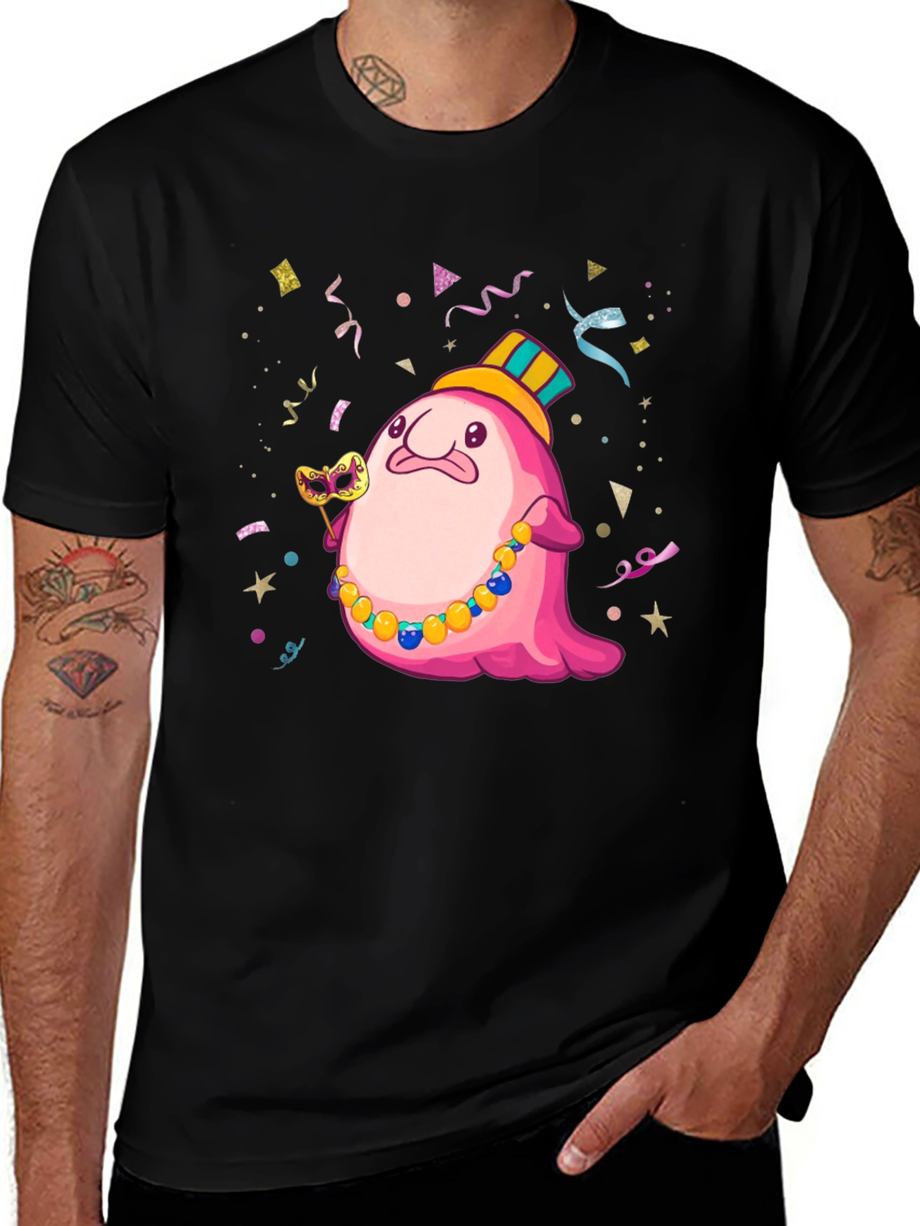 Funny Blobfish Mardi Gras Party T-Shirt