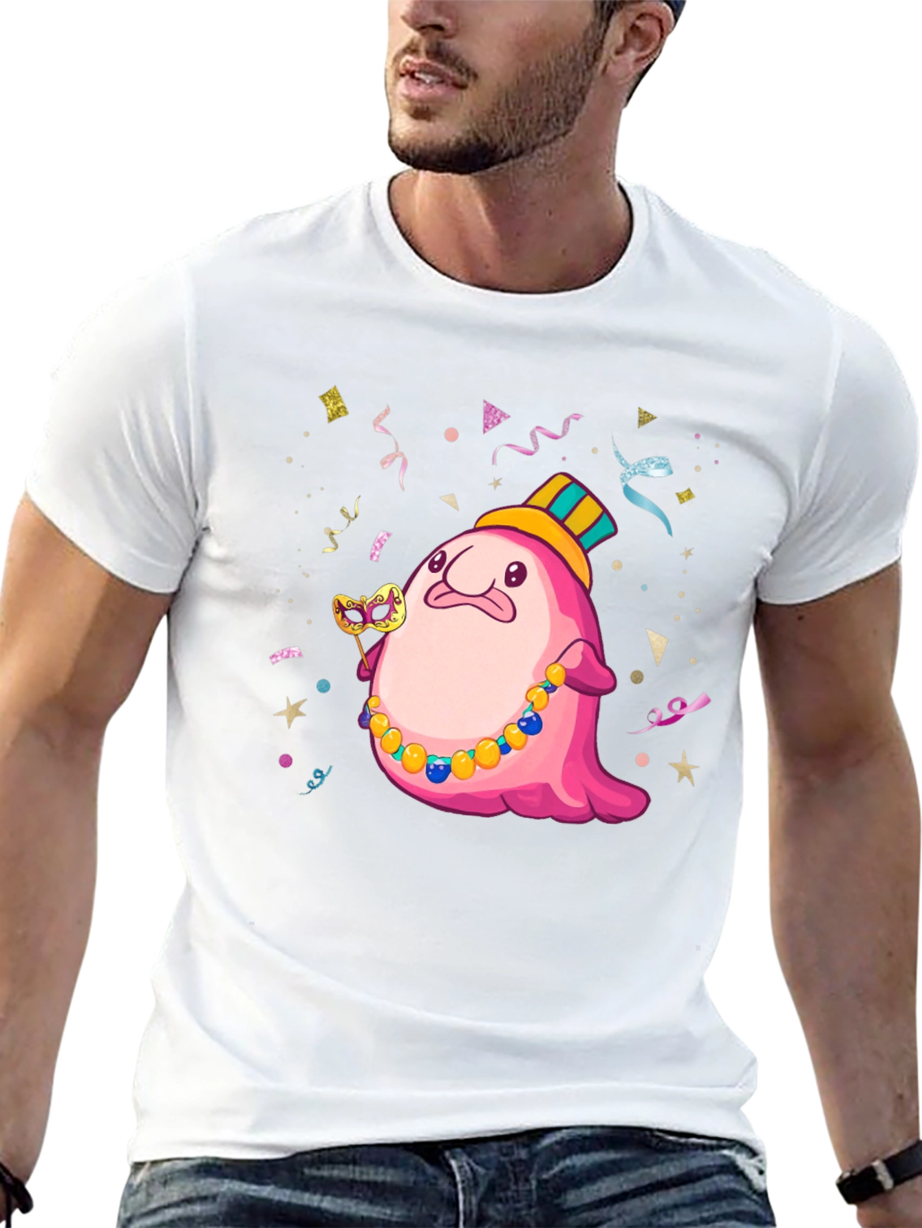Funny Blobfish Mardi Gras Party T-Shirt