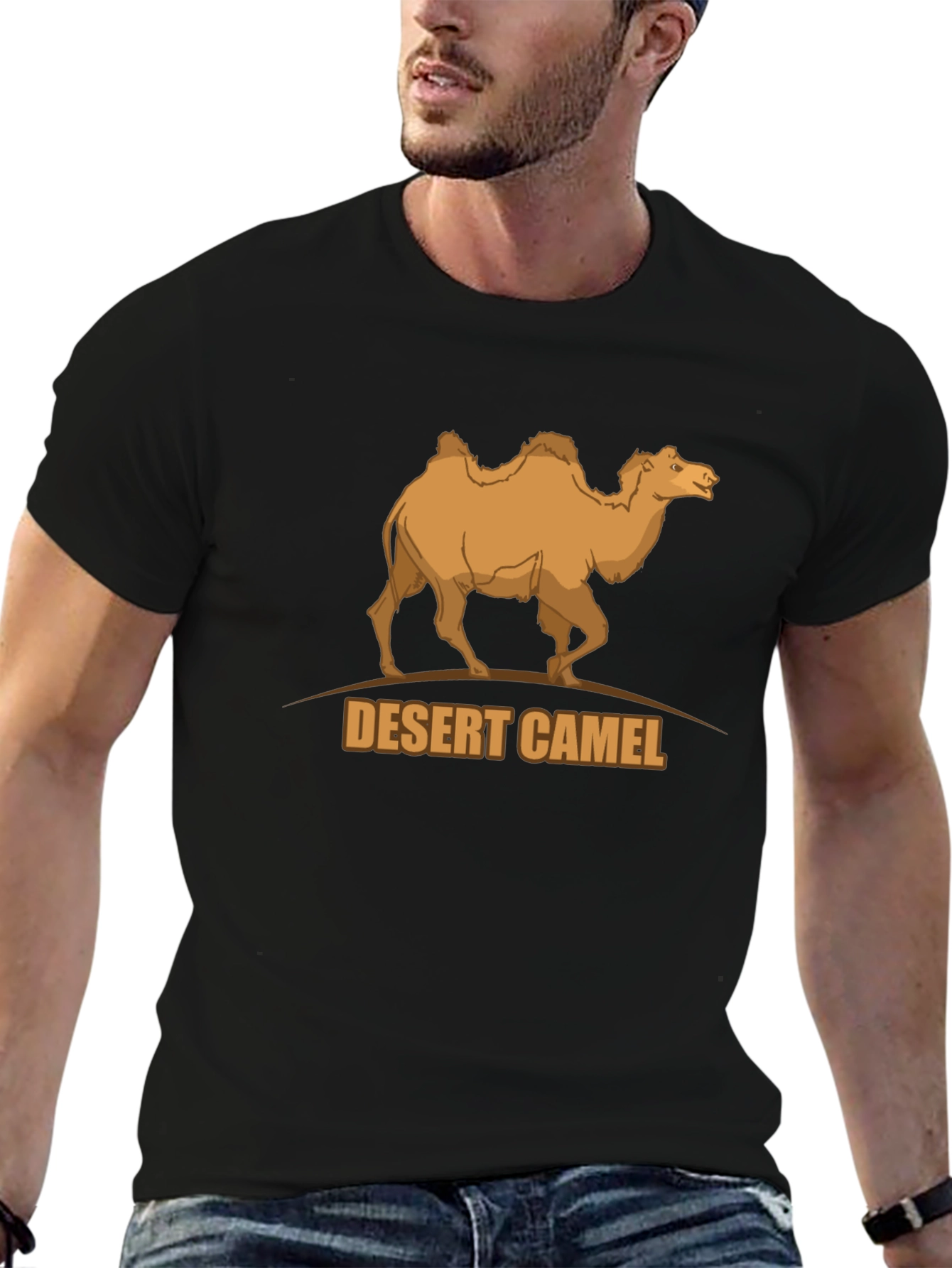Desert Camel Graphic Tee - Black Cotton T-Shirt