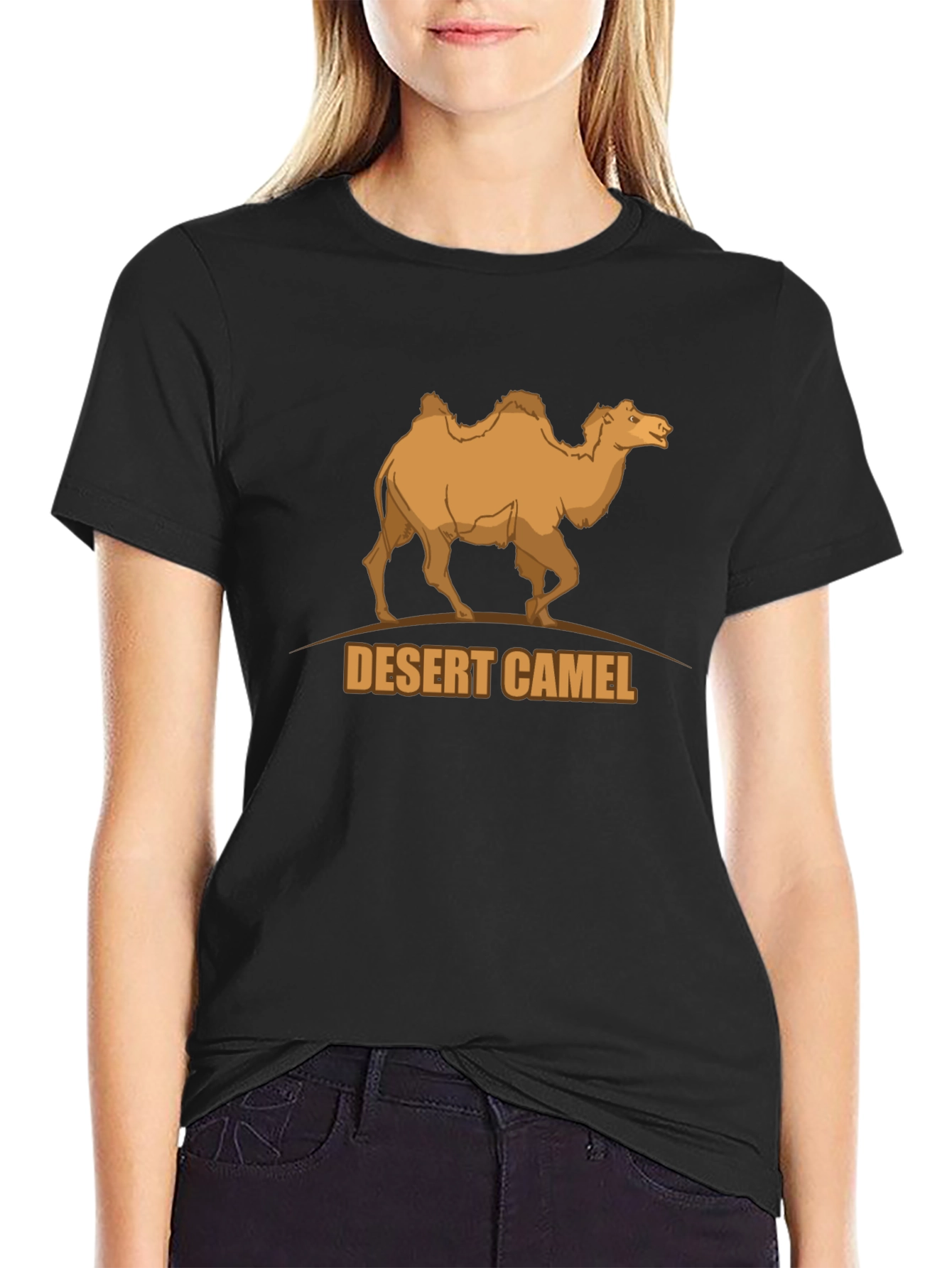 Desert Camel Graphic Tee - Black Cotton T-Shirt