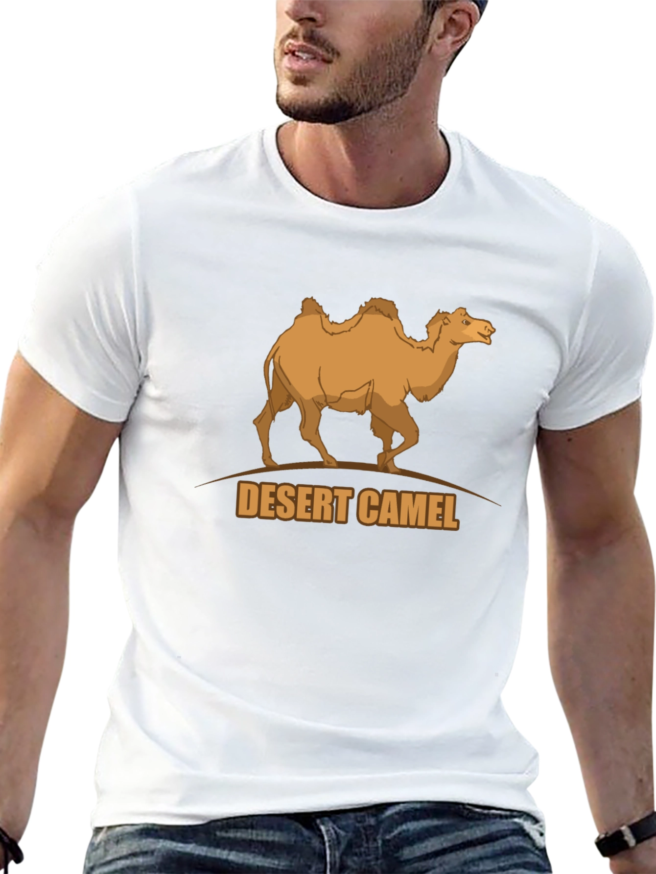 Desert Camel Graphic Tee - Black Cotton T-Shirt