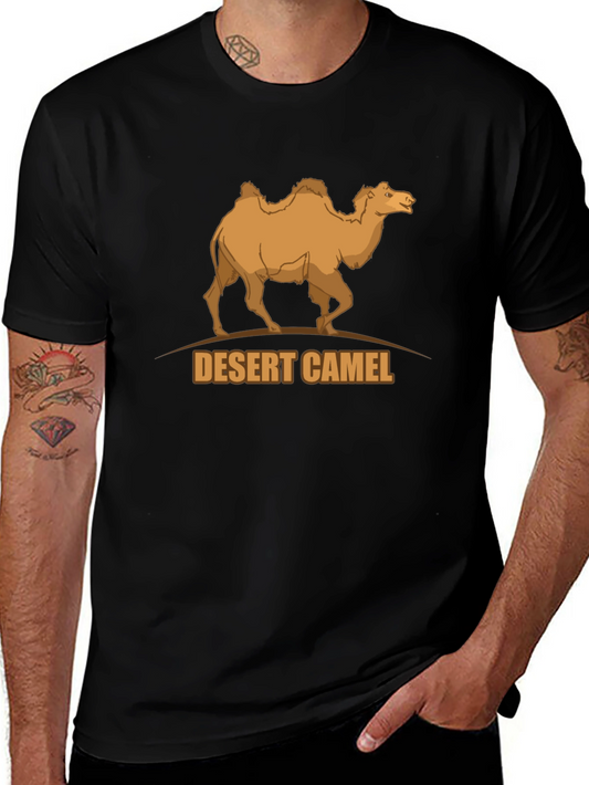 Desert Camel Graphic Tee - Black Cotton T-Shirt