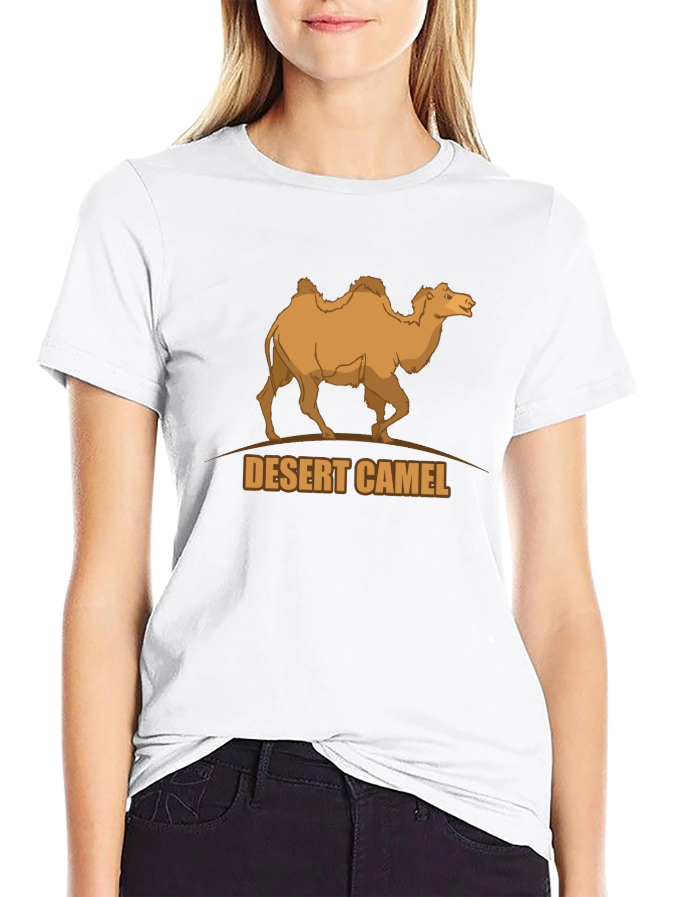 Desert Camel Graphic Tee - Black Cotton T-Shirt