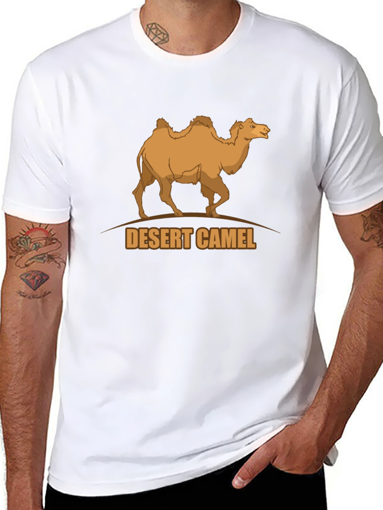 Desert Camel Graphic Tee - Black Cotton T-Shirt