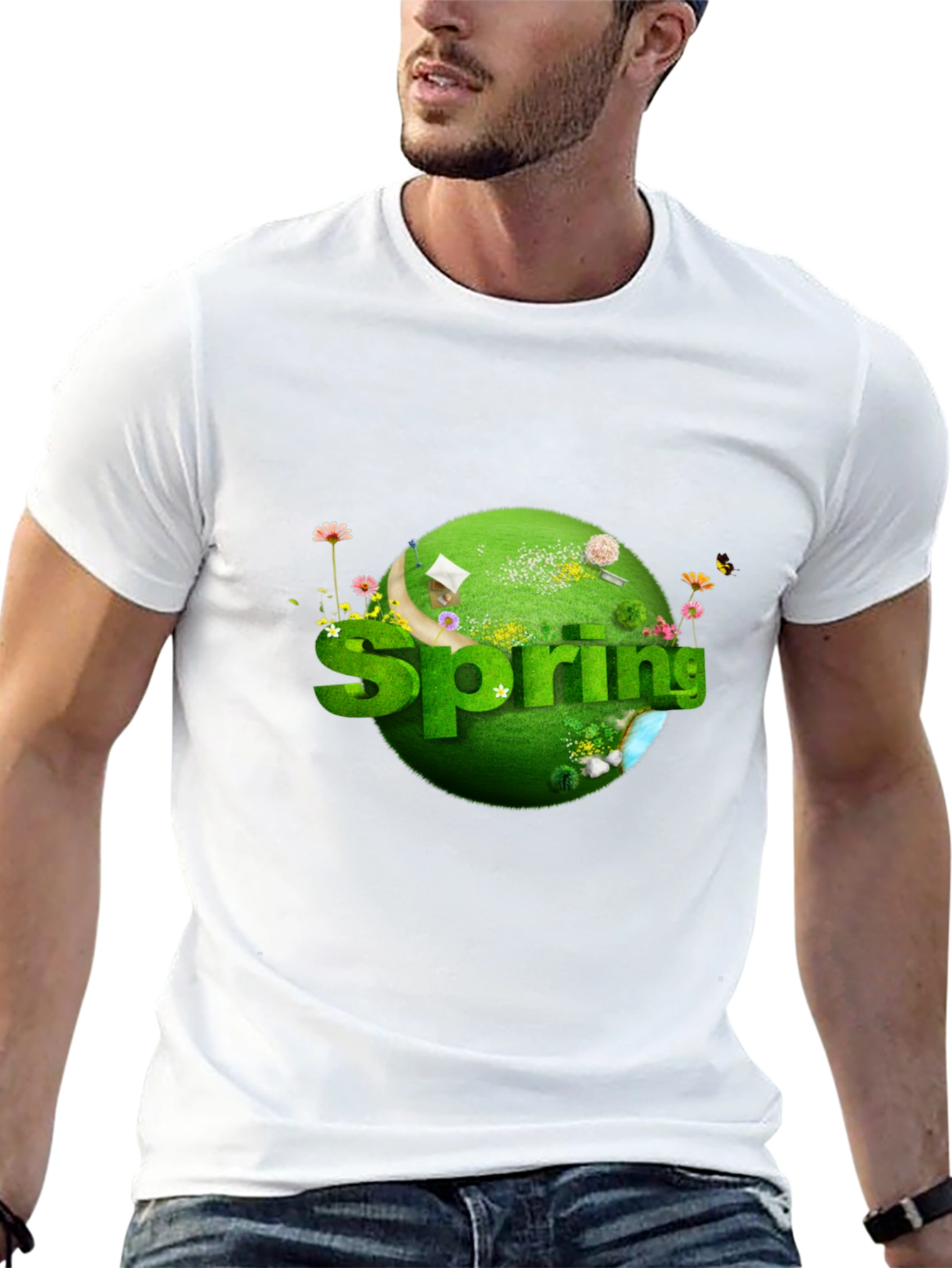 Springtime Graphic T-Shirt - Black Cotton Tee