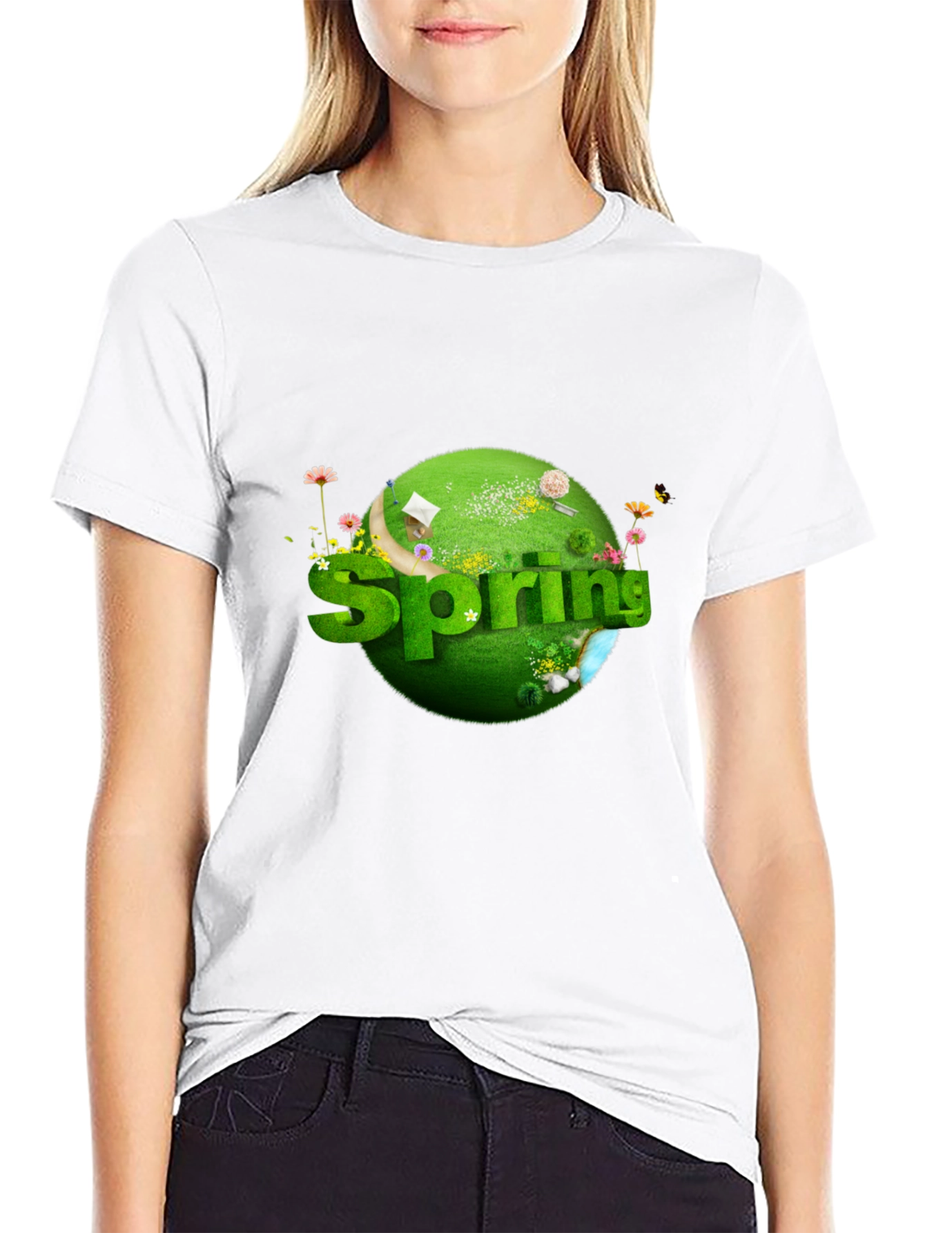 Springtime Graphic T-Shirt - Black Cotton Tee