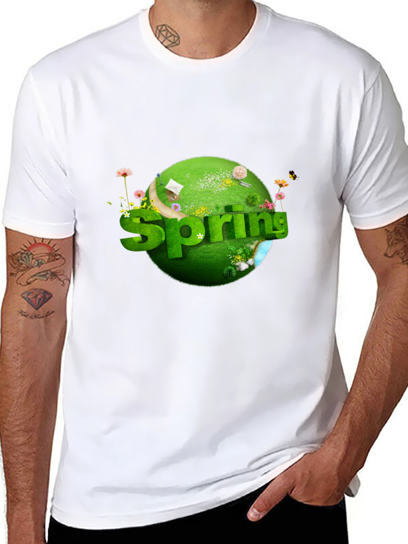 Springtime Graphic T-Shirt - Black Cotton Tee